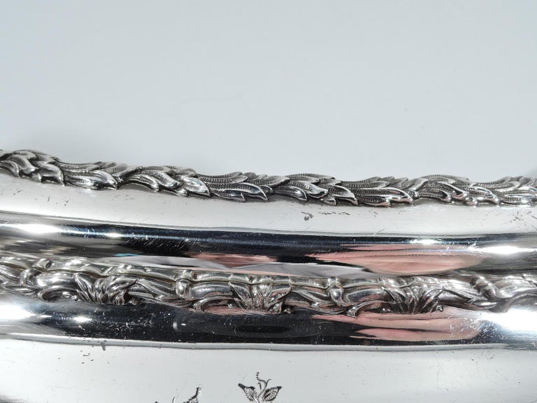 Rare Antique Tiffany Chrysanthemum Sterling Silver Asparagus Tray In Excellent Condition For Sale In New York, NY