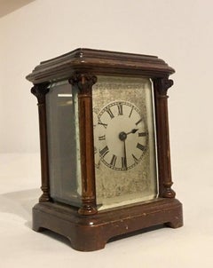 Rare Antique Timepiece Wooden Mantel / Carriage Clock