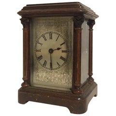 Rare Antique Timepiece Wooden Mantel / Carriage Clock