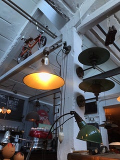 Rare Antique Triplex Task Work Industrial Telescopic Wall Loft Lamp