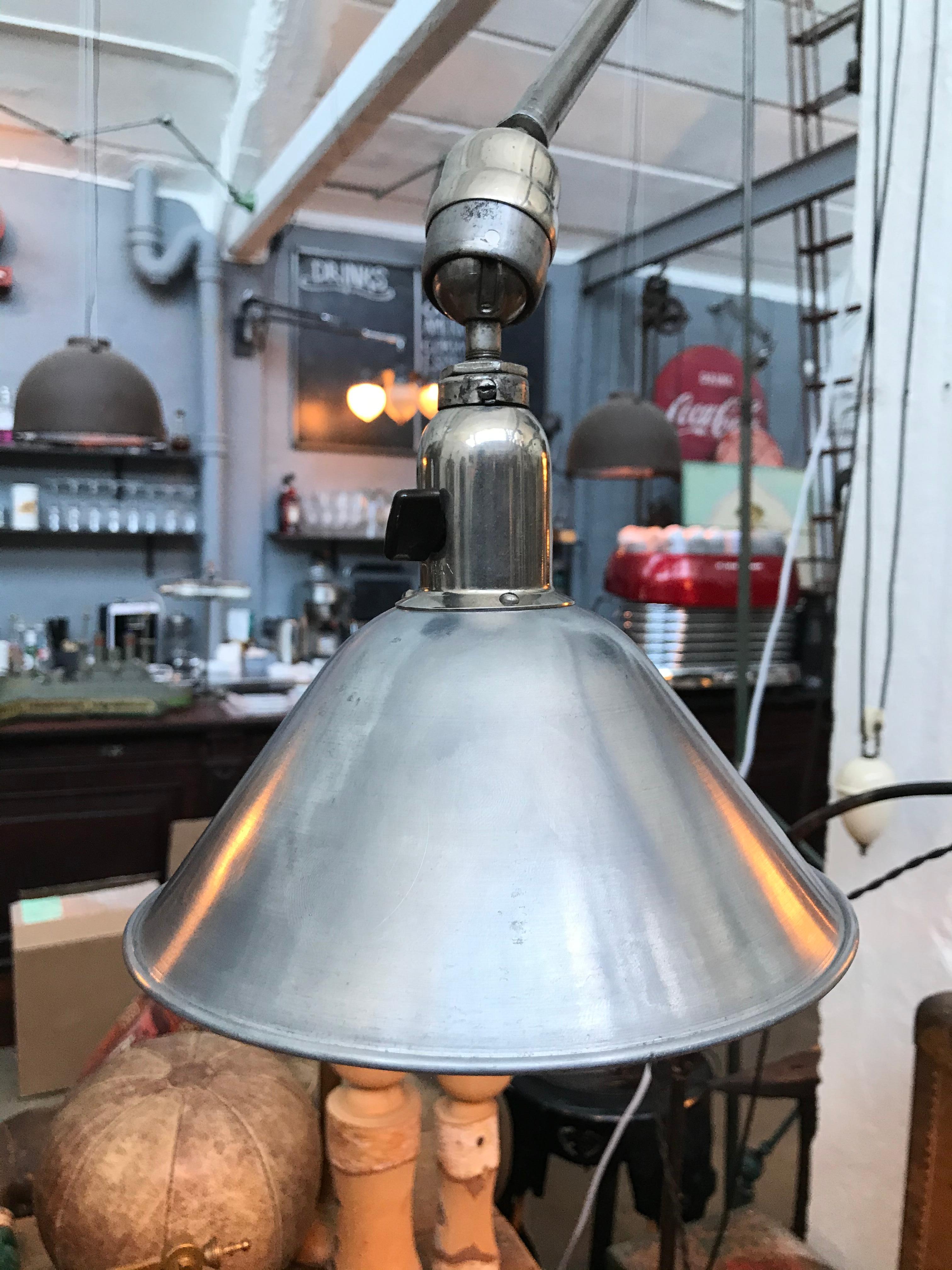 Rare Antique Triplex Task Work Industrial Telescopic Wall Loft Lamp 1