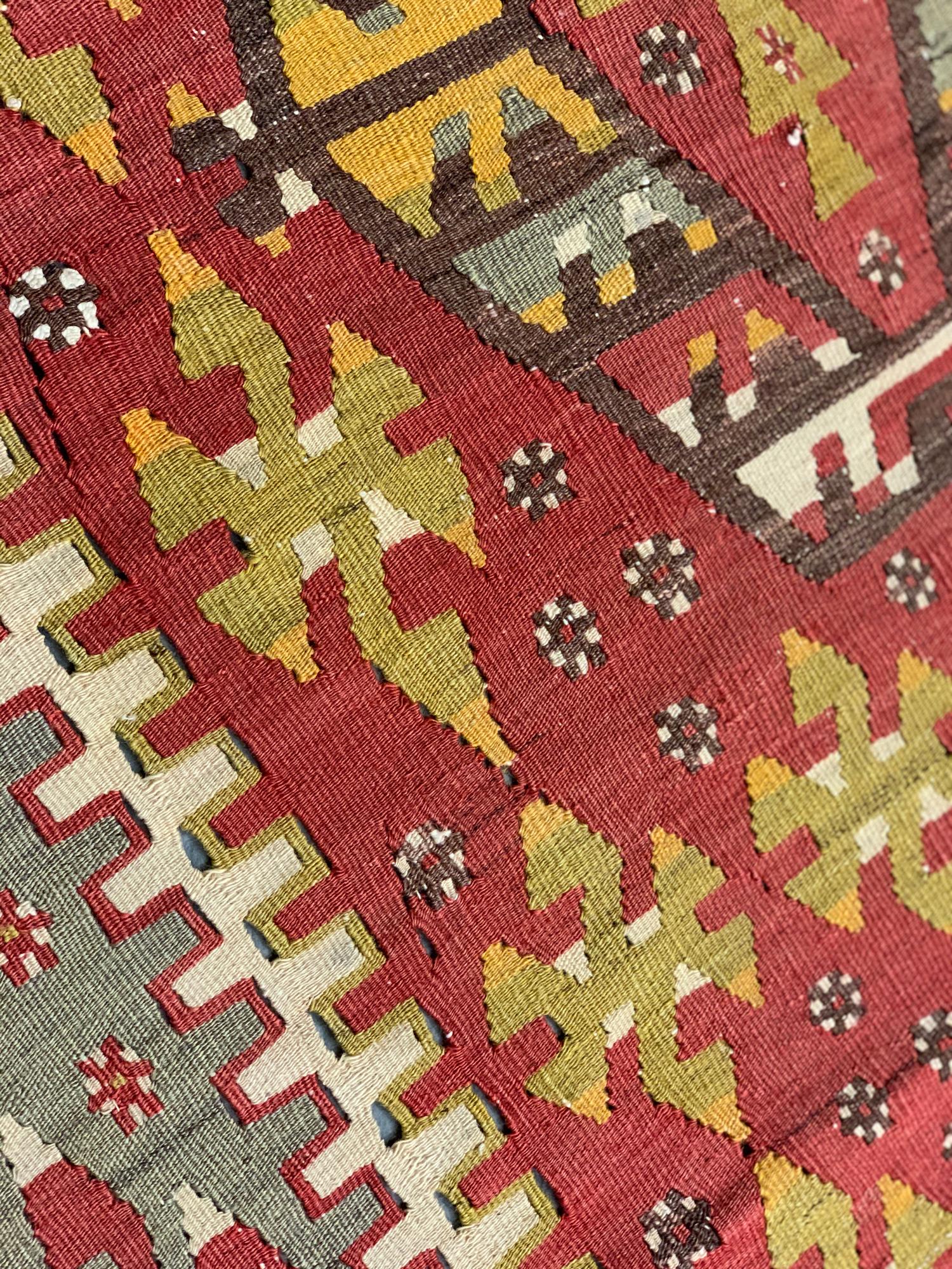 20th Century Rare Turkish Kilim Rug, Antique Geometric Anatolian Kilims For Sale