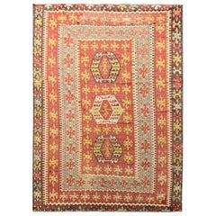 Rare Turkish Kilim Rug, Antique Geometric Anatolian Kilims