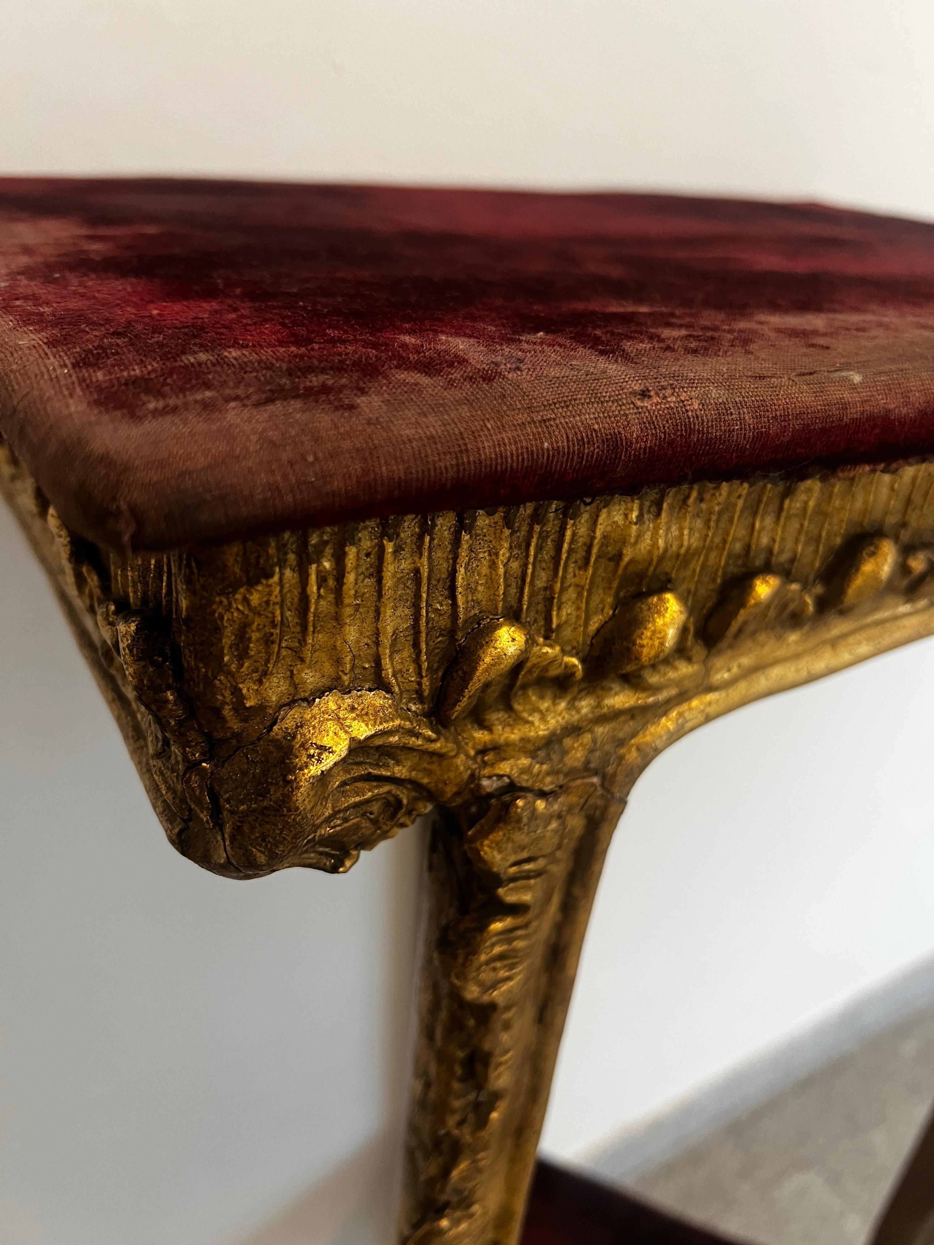 Baroque Rare Antique Venetian 18th Century Gold Gilded Console Table For Sale