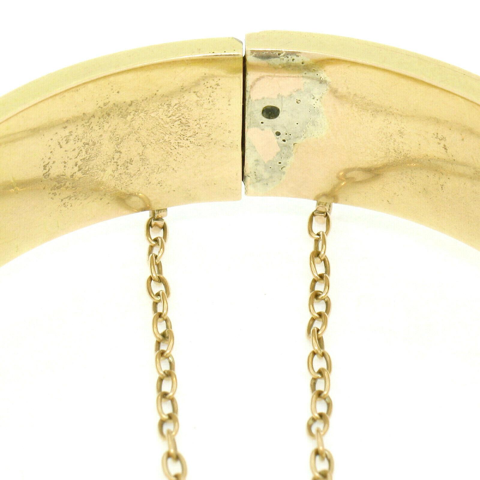 Women's or Men's Rare Antique Victorian 14K Green & Rose Gold Mourning Hair Wide Bangle Bracelet For Sale