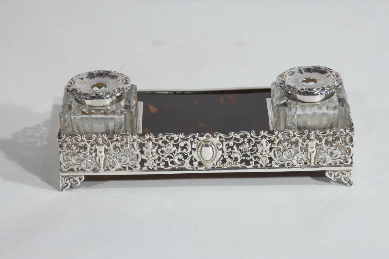 19th Century   Rare Antique Victorian English Inkwell For Sale