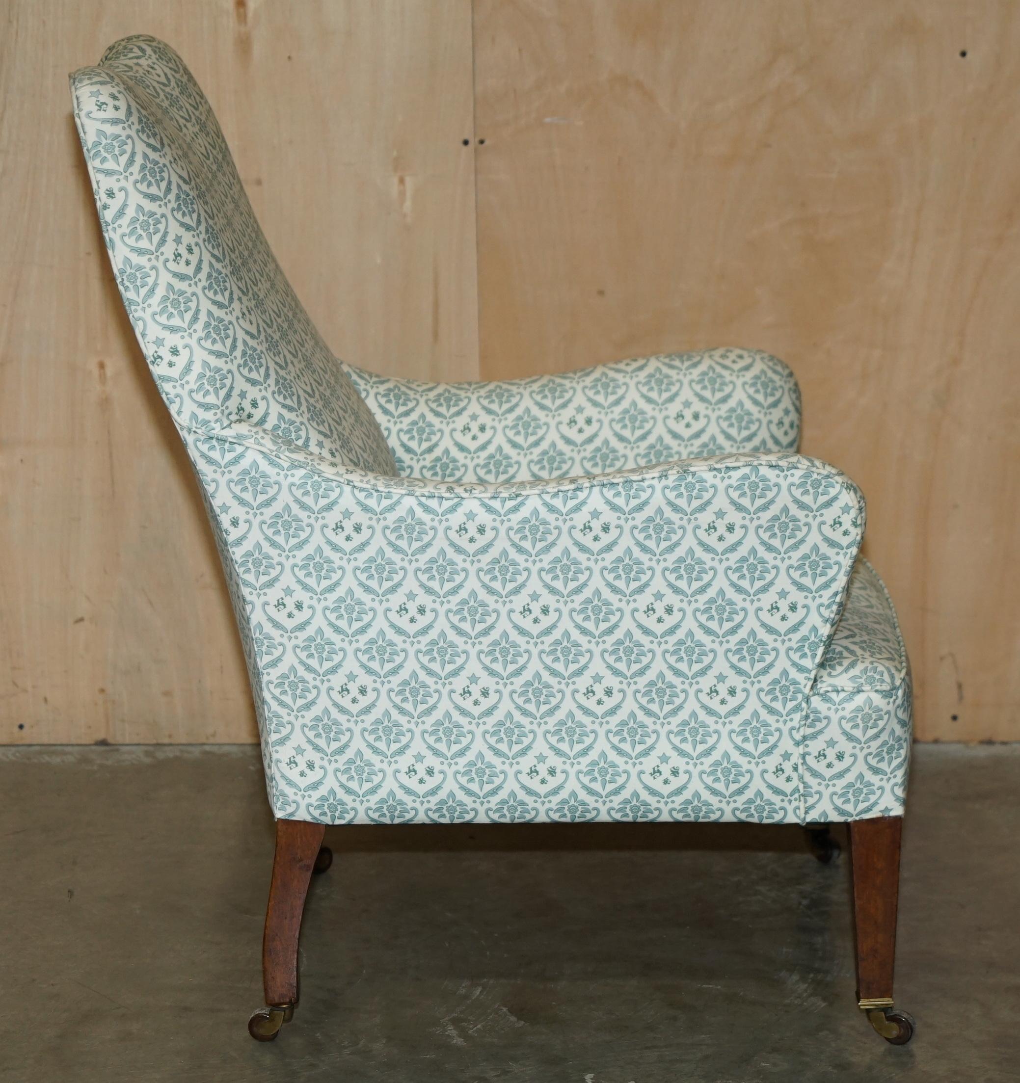 RARE ANTIQUE ViCTORIAN HOWARD & SON'S ARMCHAIR WITH THE ORIGINAL TICKING FABRIC For Sale 3