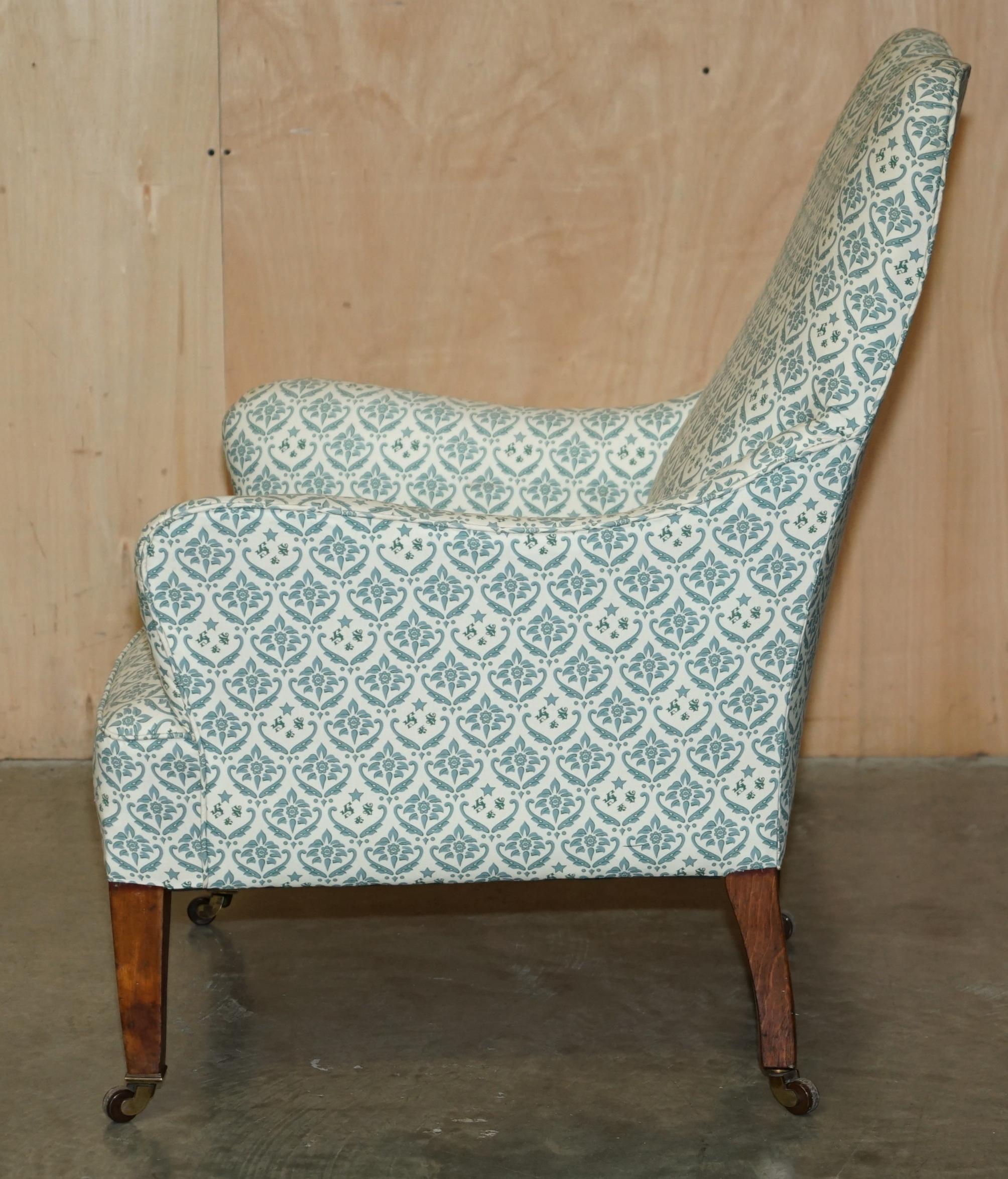 RARE ANTIQUE ViCTORIAN HOWARD & SON'S ARMCHAIR WITH THE ORIGINAL TICKING FABRIC For Sale 7