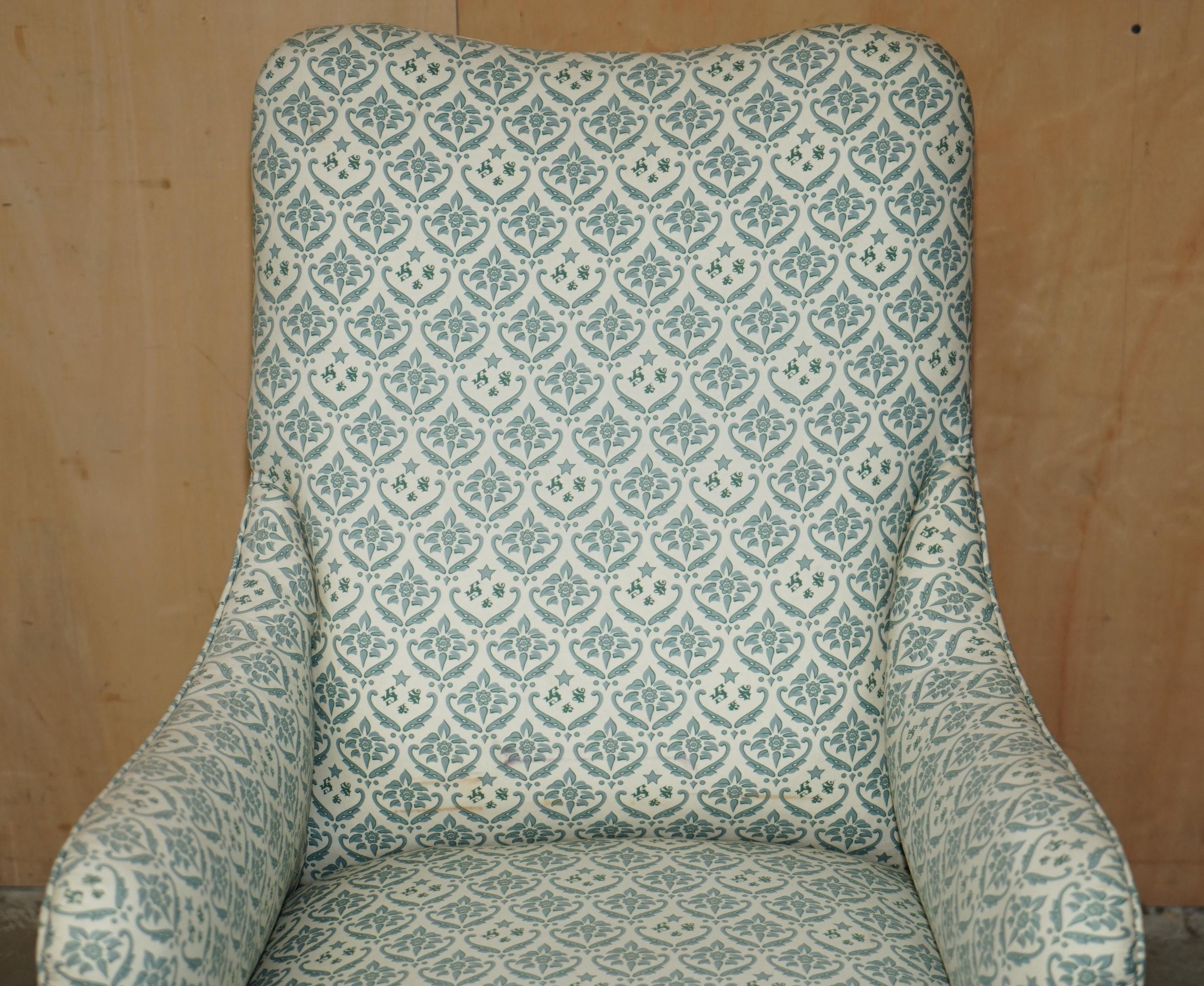Victorian RARE ANTIQUE ViCTORIAN HOWARD & SON'S ARMCHAIR WITH THE ORIGINAL TICKING FABRIC For Sale