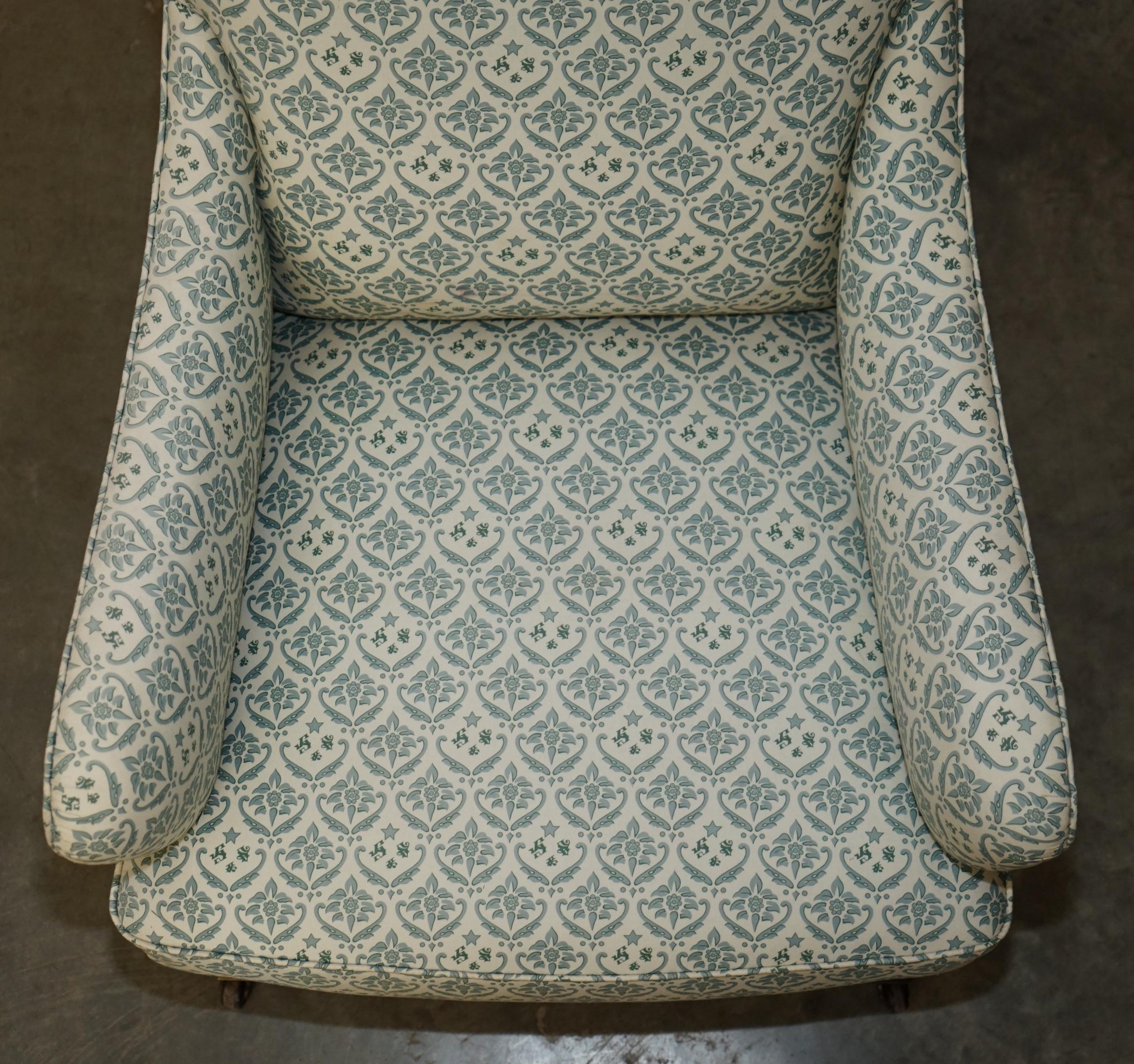 Hand-Crafted RARE ANTIQUE ViCTORIAN HOWARD & SON'S ARMCHAIR WITH THE ORIGINAL TICKING FABRIC For Sale