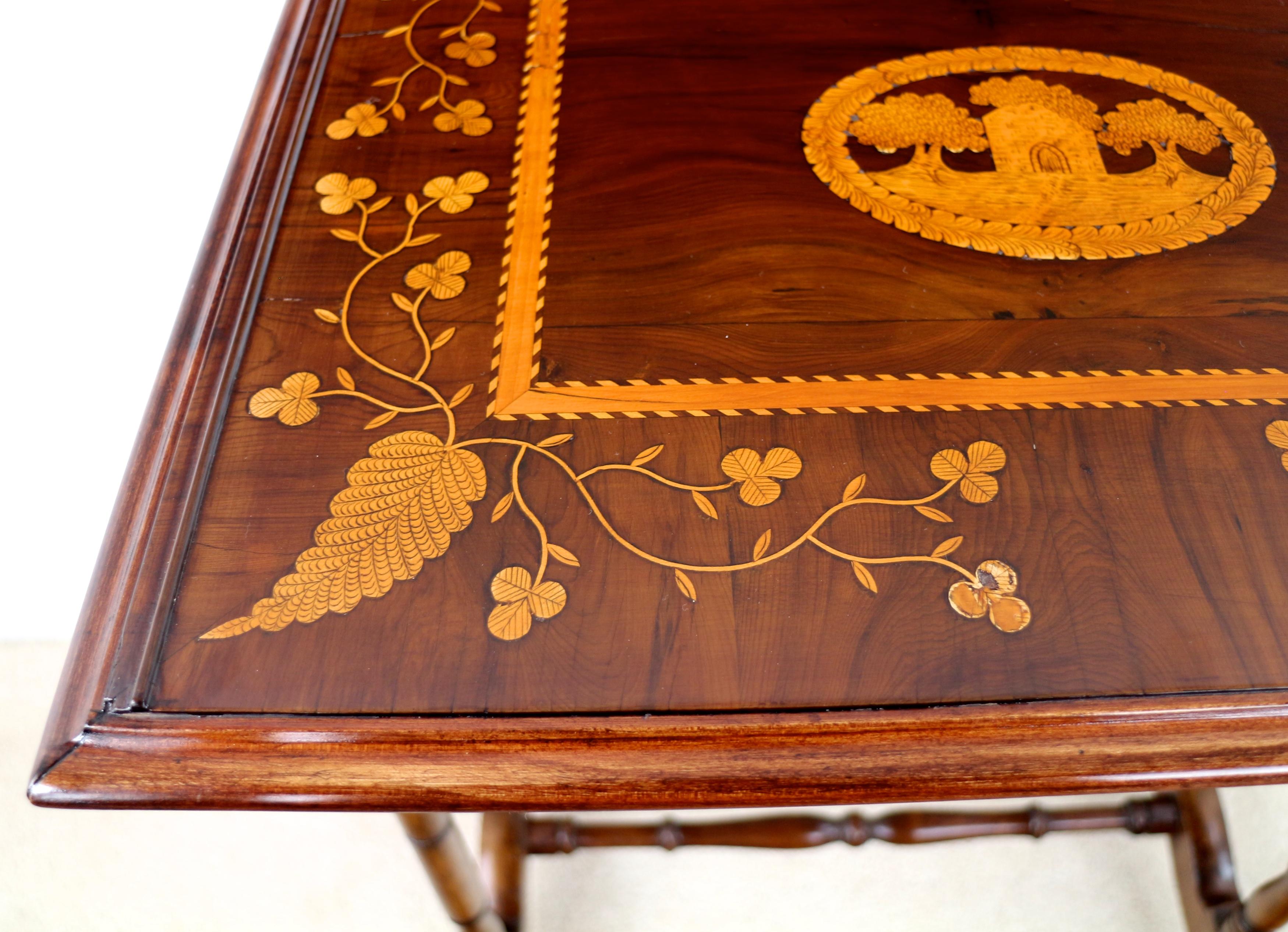 Rare Antique Victorian Irish Killarney Ware Nest of Marquetry Tables For Sale 7