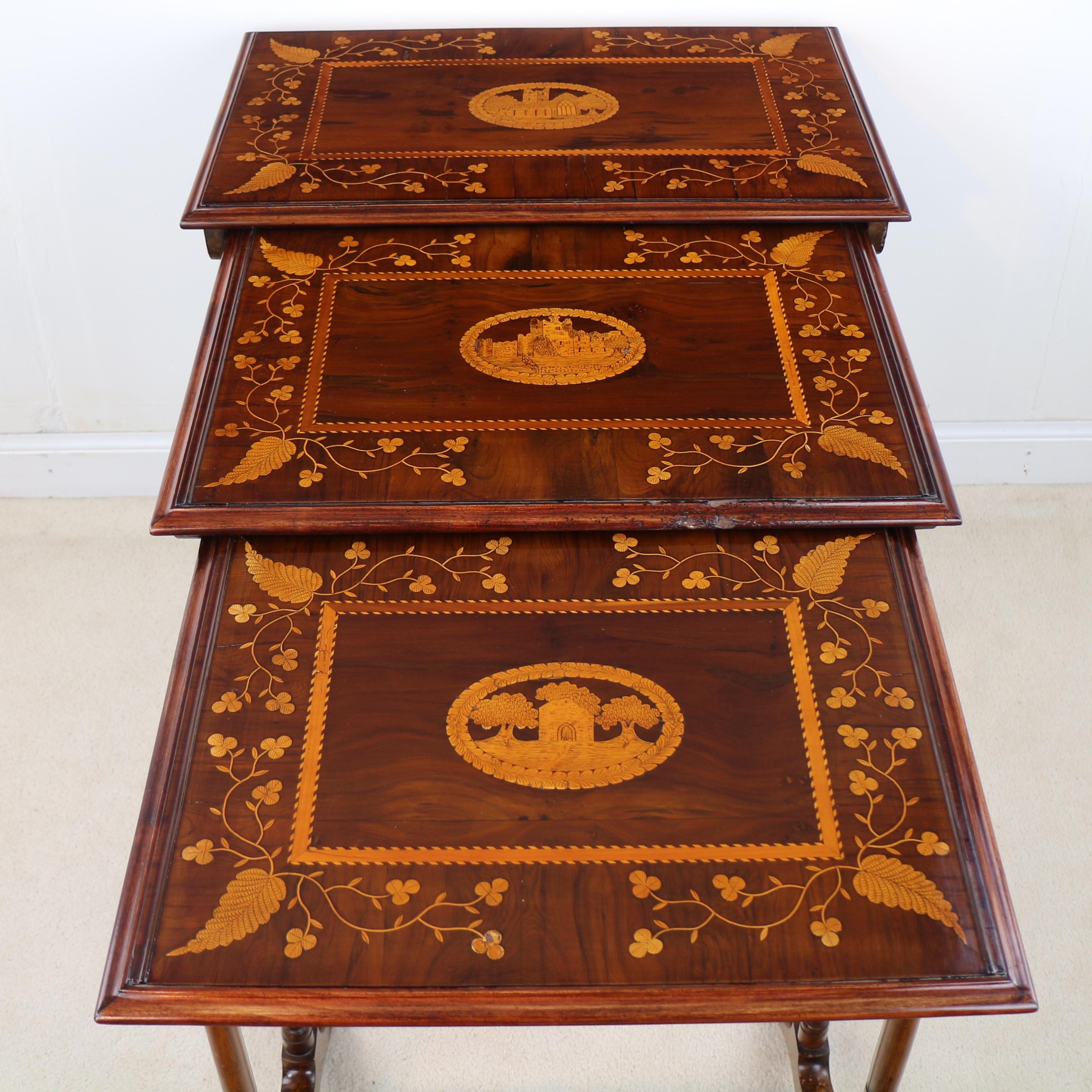 Rare ensemble de tables anciennes victoriennes irlandaises Killarney Ware en marqueterie en vente 1