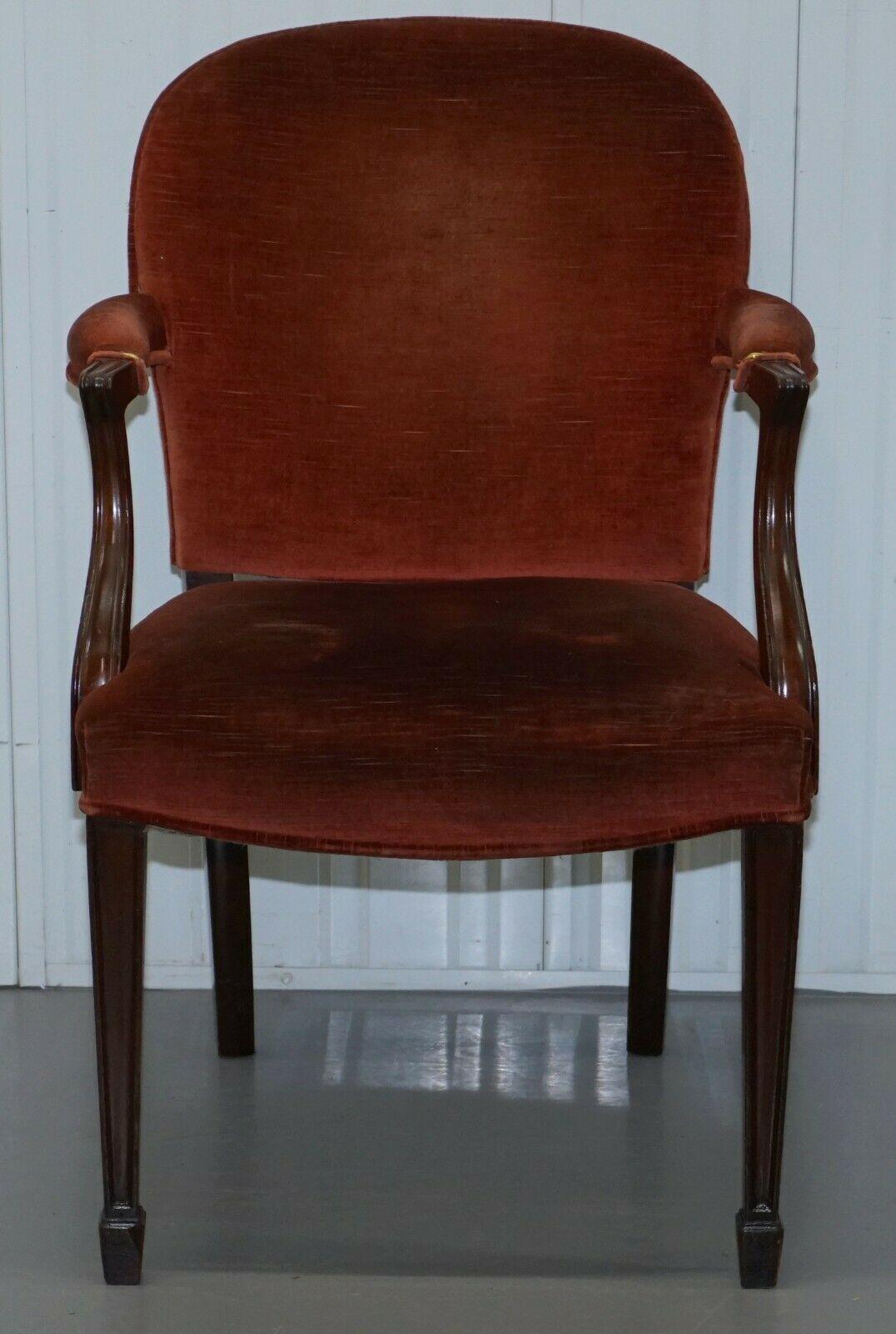 English Rare Antique Victorian J.Brand Stamped Armchair Horse Hair Filled Coil Sprung
