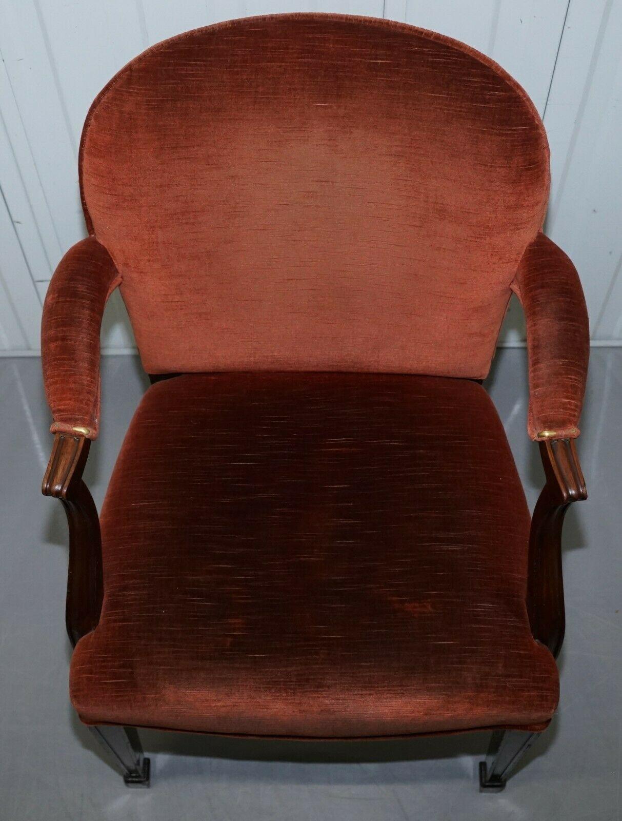 19th Century Rare Antique Victorian J.Brand Stamped Armchair Horse Hair Filled Coil Sprung