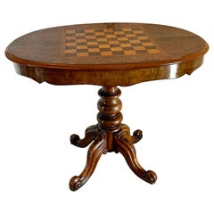 Rare Antique Victorian Quality Figured Walnut Patent Games Table by Wilson & Co