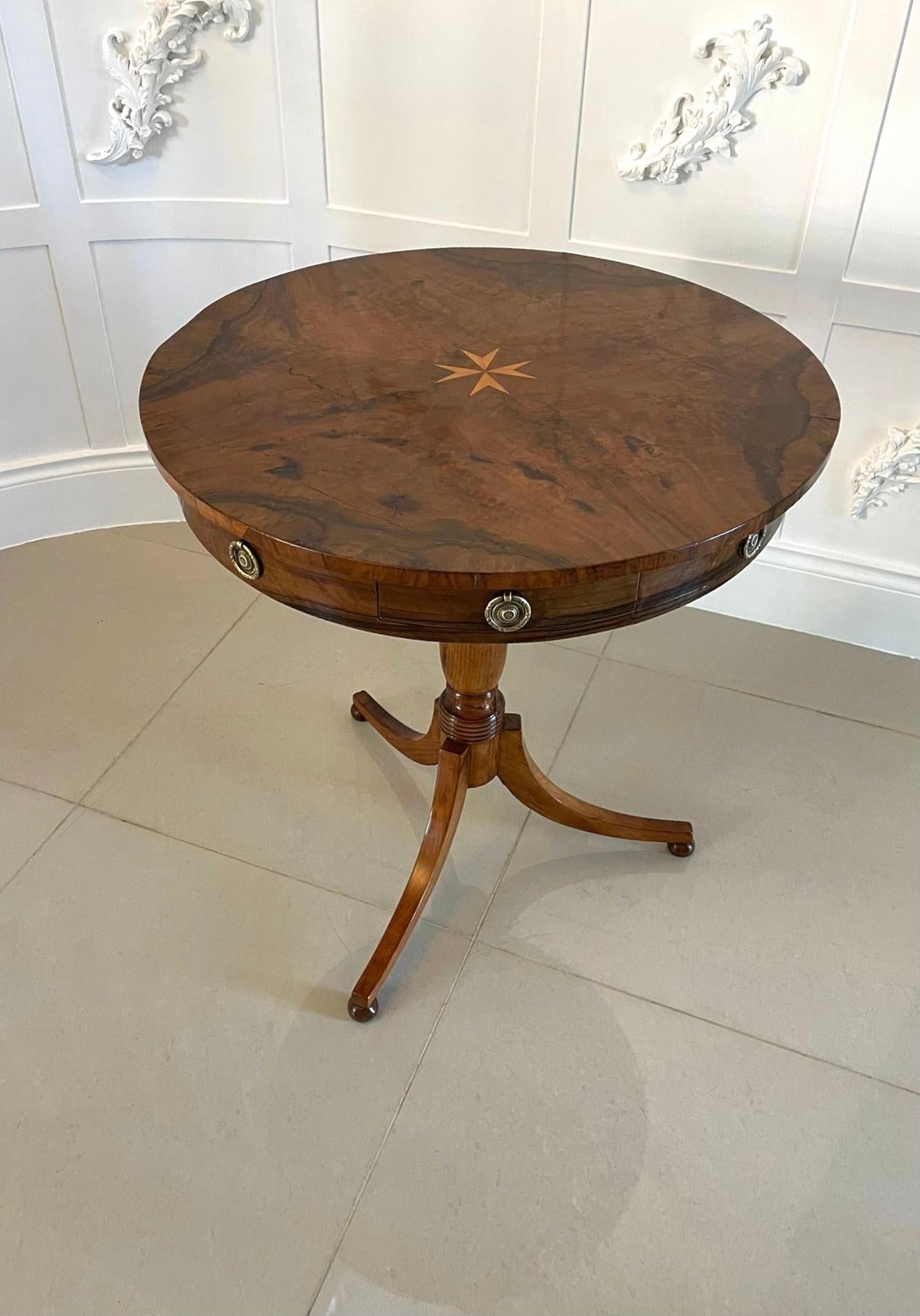 Rare Antique Victorian Quality Olive Wood Circular Drum Table  In Good Condition In Suffolk, GB