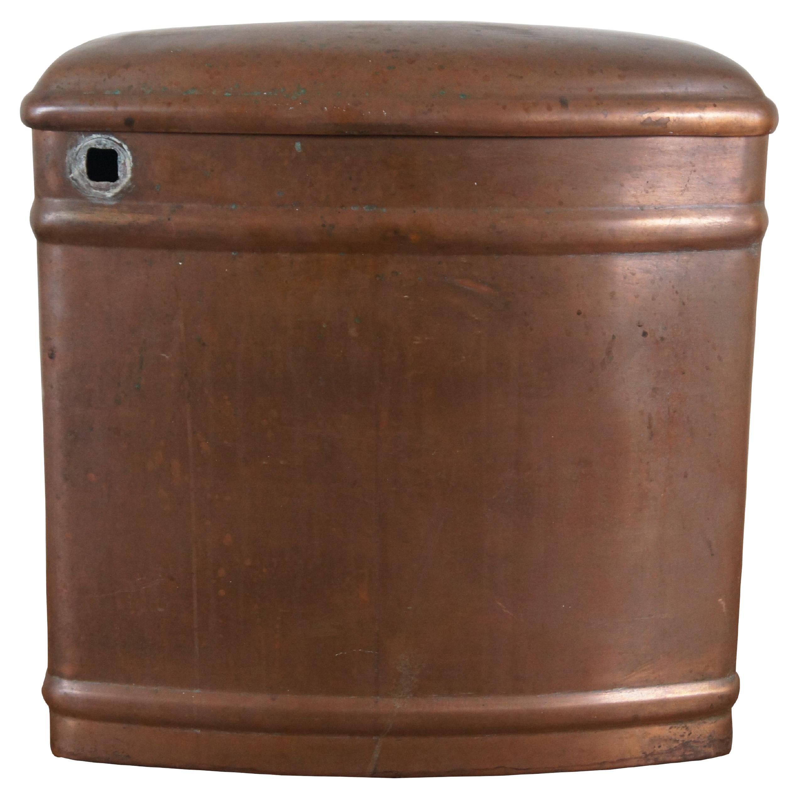 Rare Antique Victorian White Copper Toilet Tank Bathroom Plumbing Fixture 17" For Sale