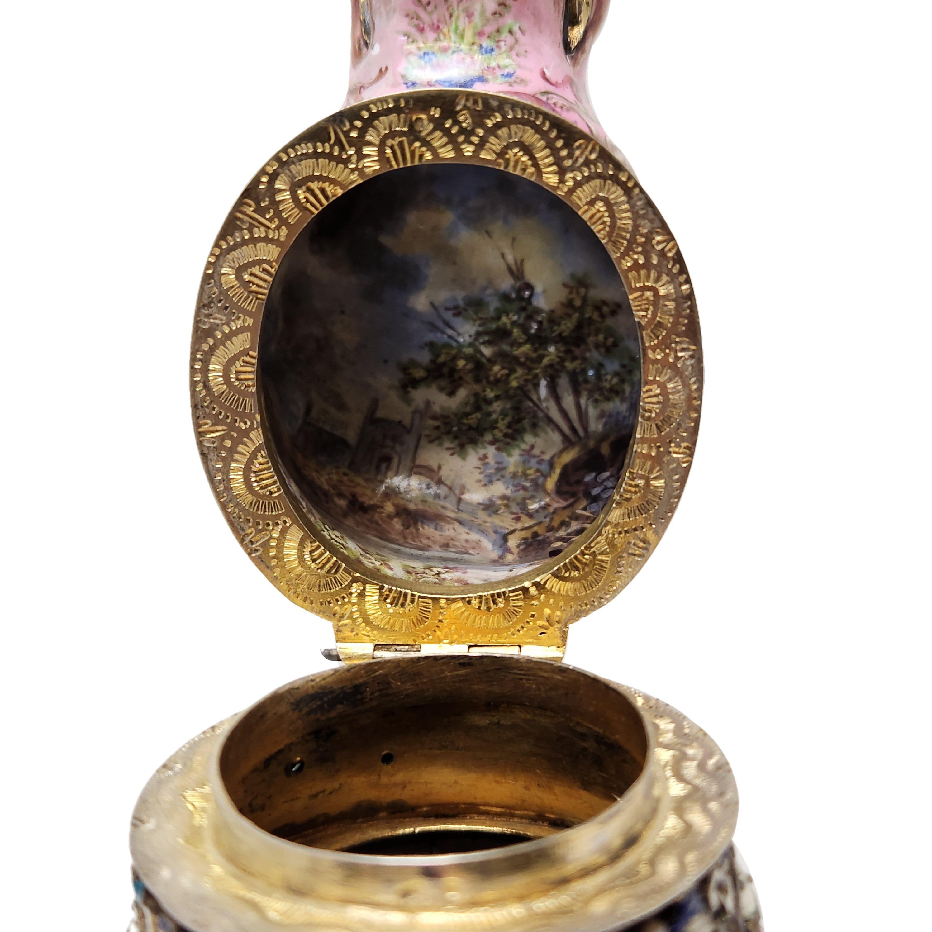 Rara jarra vienesa antigua de esmalte y plata c. 1870 Viena Austria en venta 3