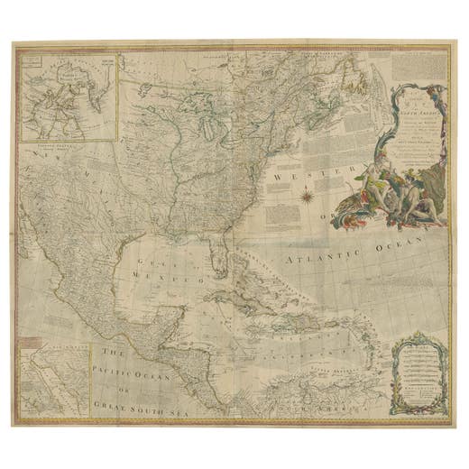 Rare Antique Wall-Map of North America: French and Indian War Boundaries, 1793