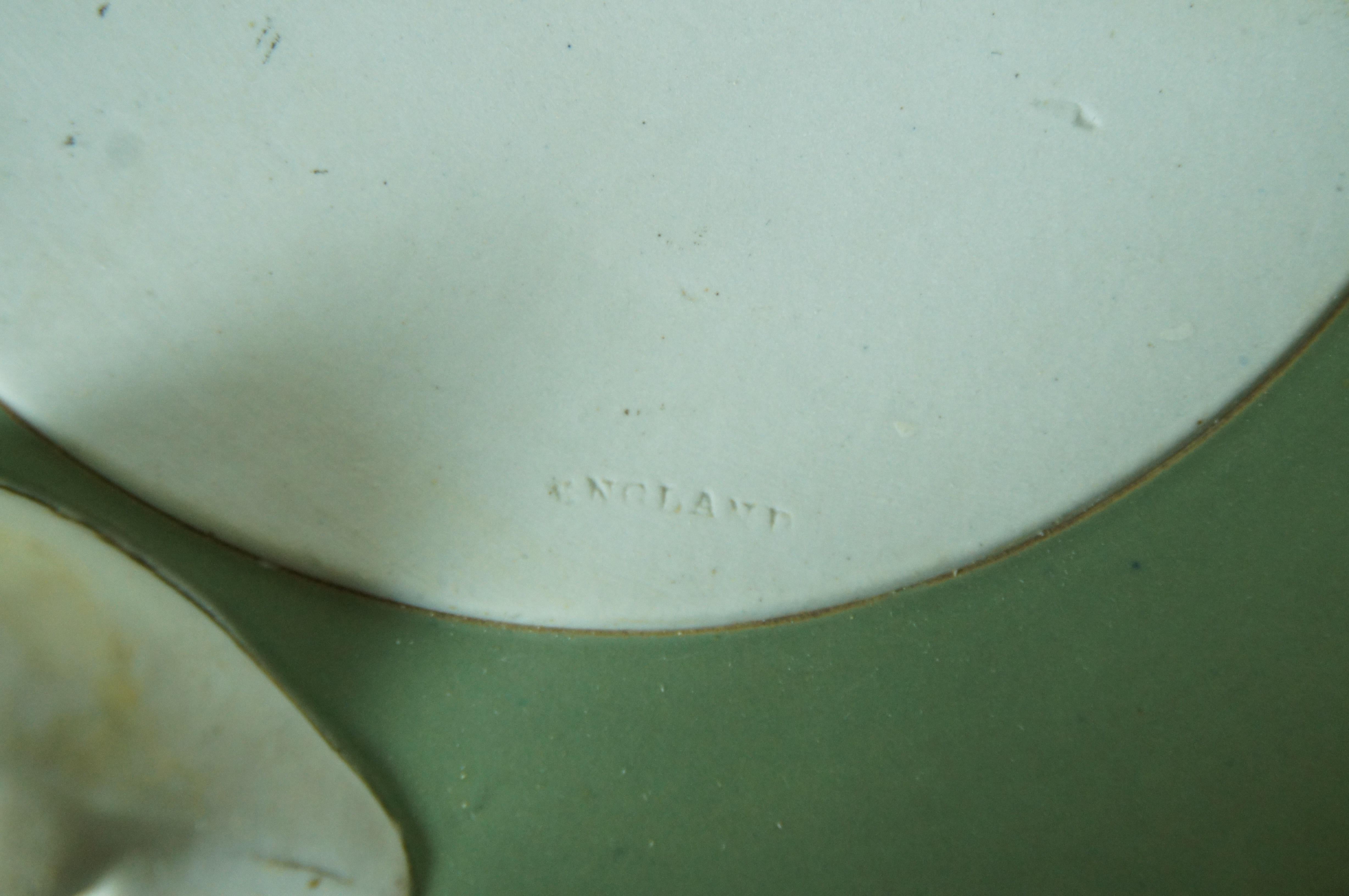 Rare Antique Wedgwood England Green Jasperware Footed Planter Cachepot 8