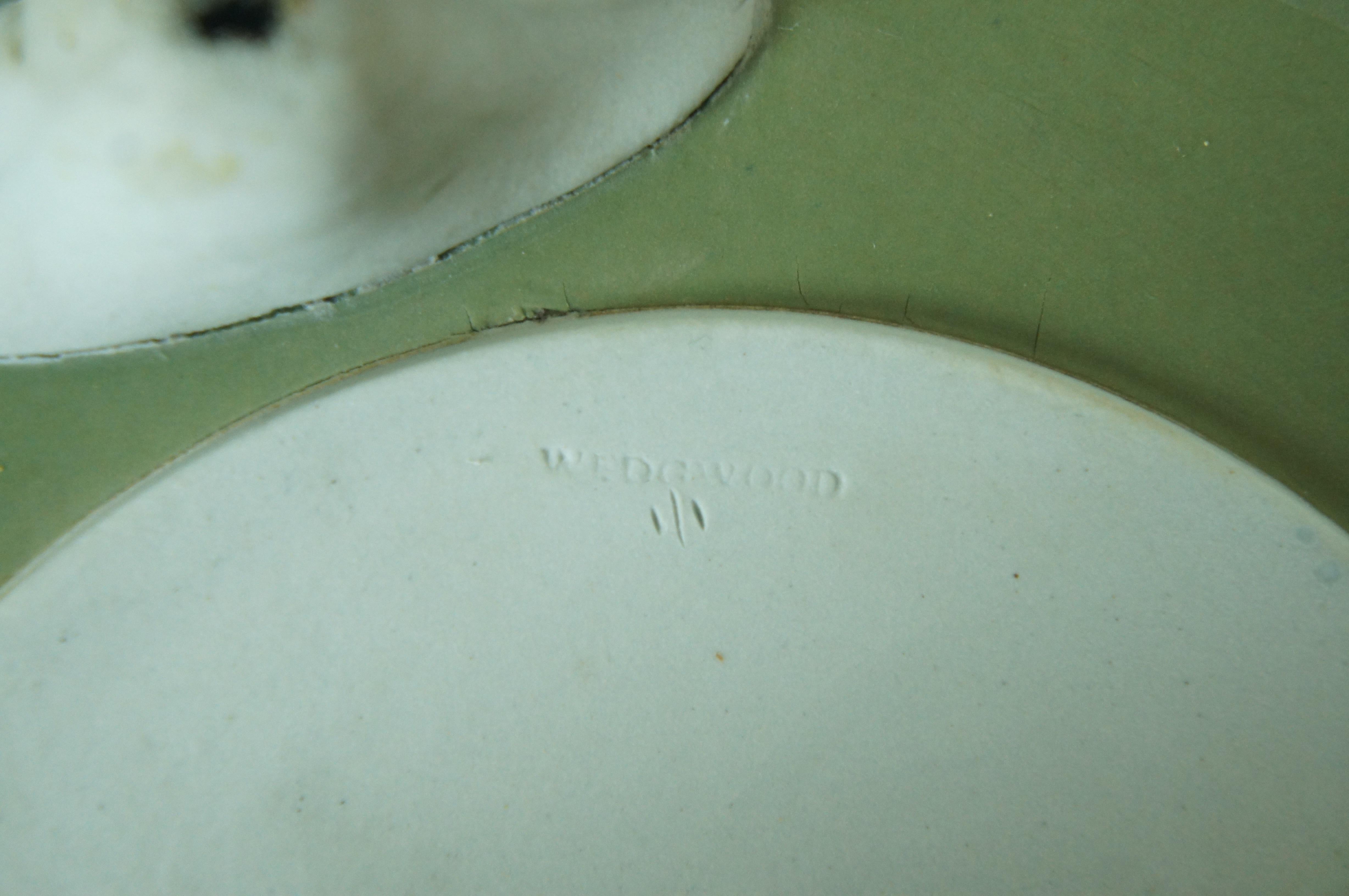Rare Antique Wedgwood England Green Jasperware Footed Planter Cachepot 8