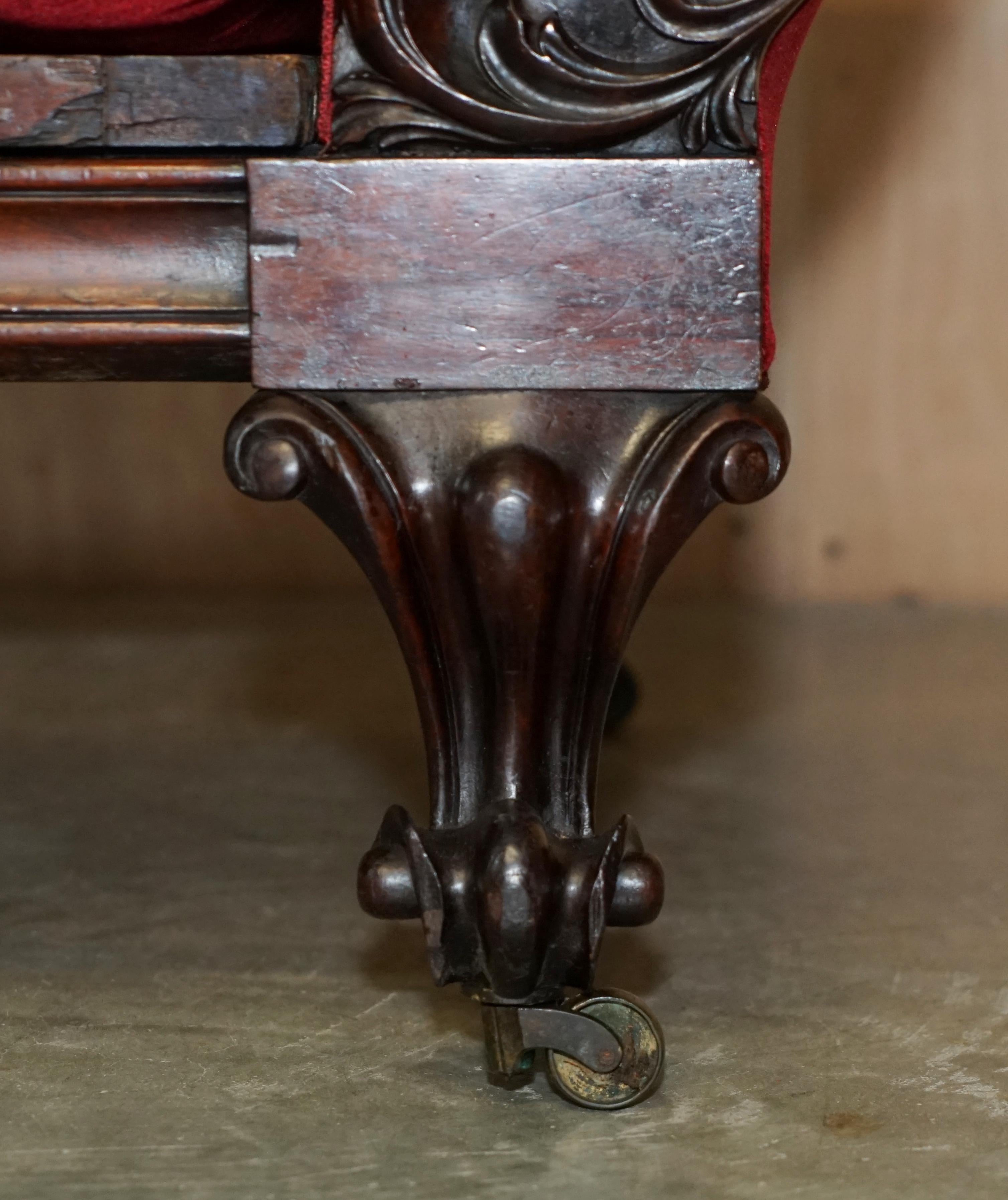 Rare et ancienne chaise longue WILLIAM IV à rallonge HARDWOOD CHESTERFIELD, datant de 1830 en vente 3