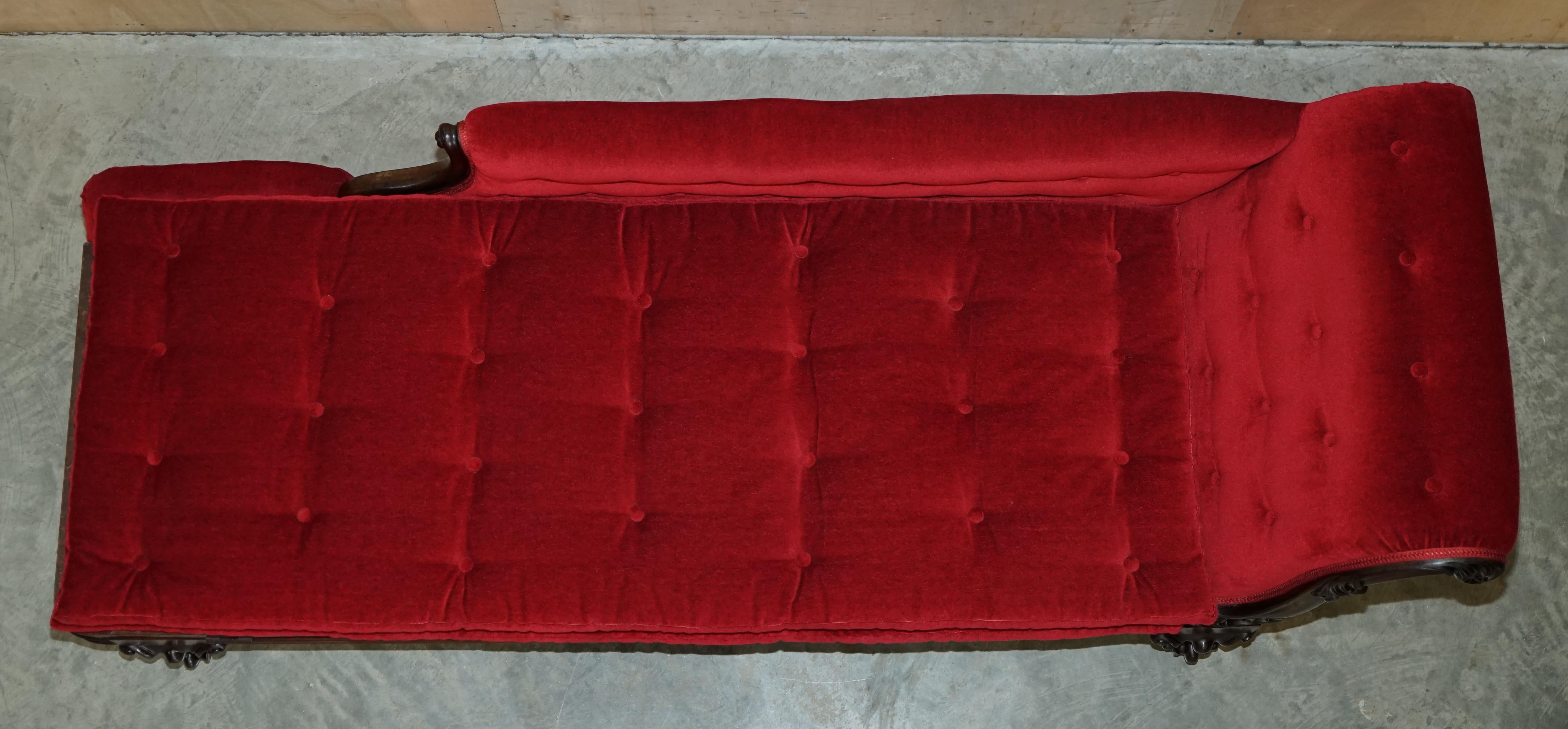 Rare Antique William iv circa 1830 Hardwood Chesterfield Extending Chaise Lounge For Sale 4