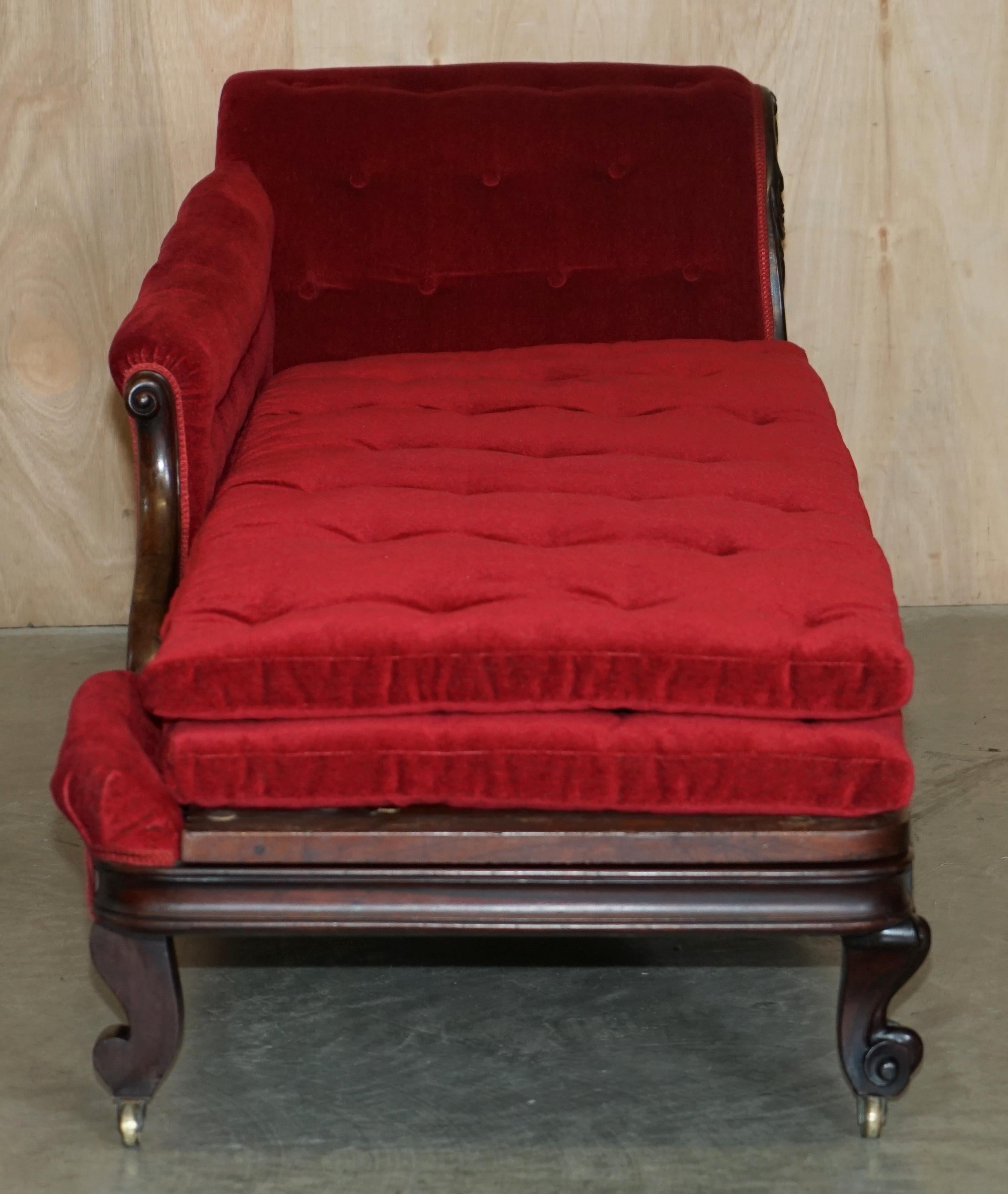 Rare Antique William iv circa 1830 Hardwood Chesterfield Extending Chaise Lounge For Sale 5