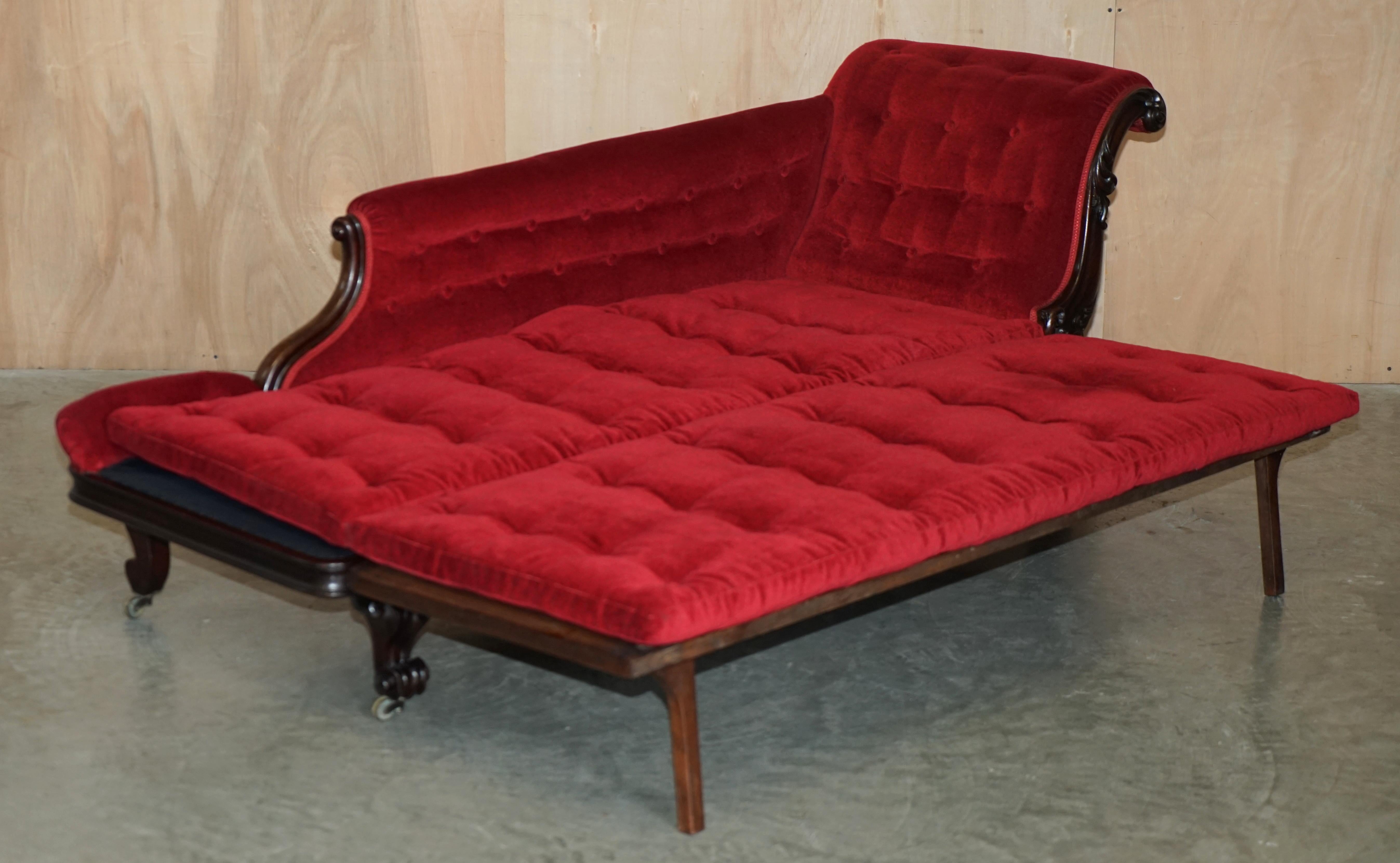 Rare Antique William iv circa 1830 Hardwood Chesterfield Extending Chaise Lounge For Sale 8