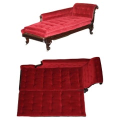 Rare Antique William iv circa 1830 Hardwood Chesterfield Extending Chaise Lounge