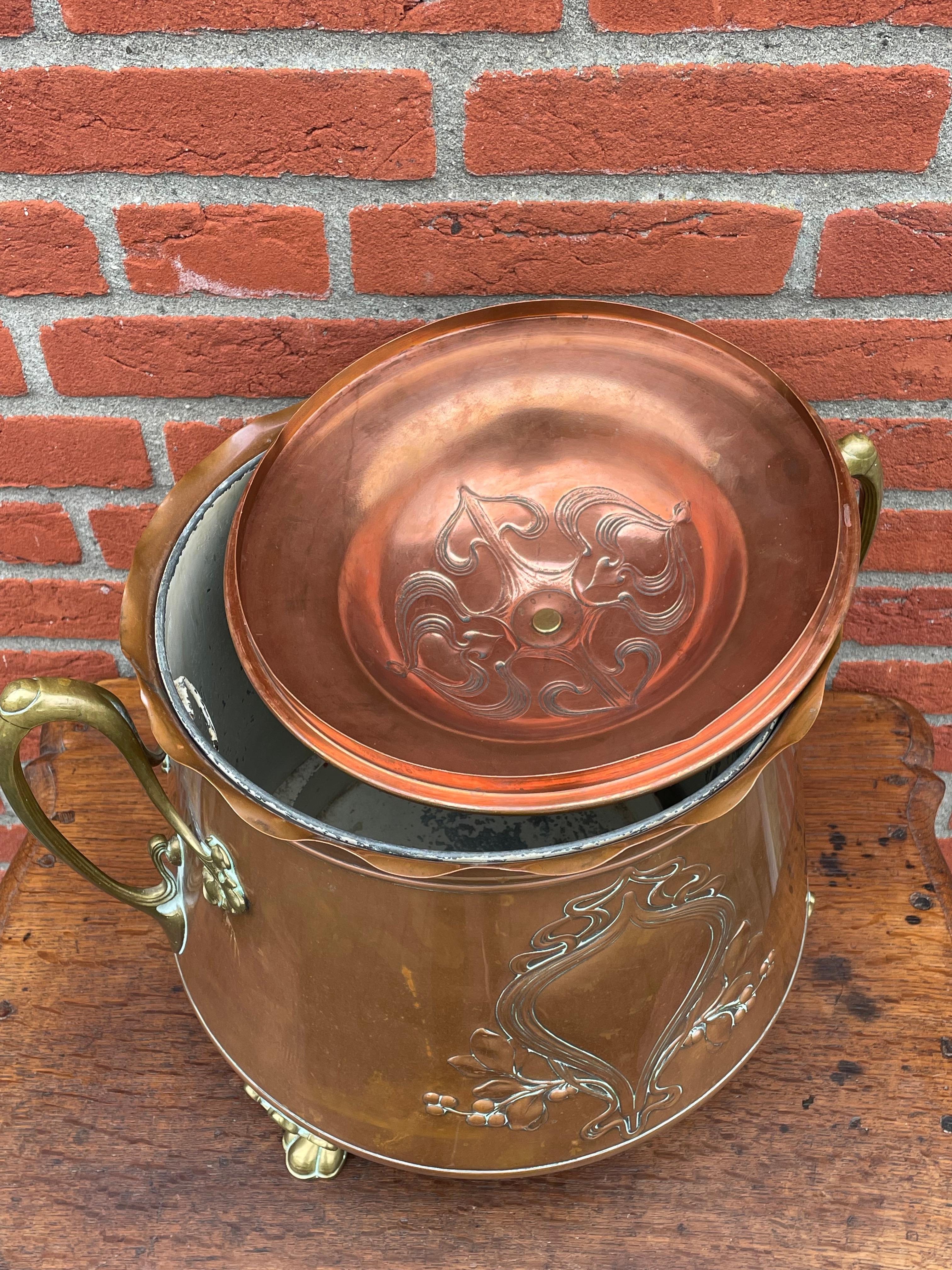 antique copper firewood bucket