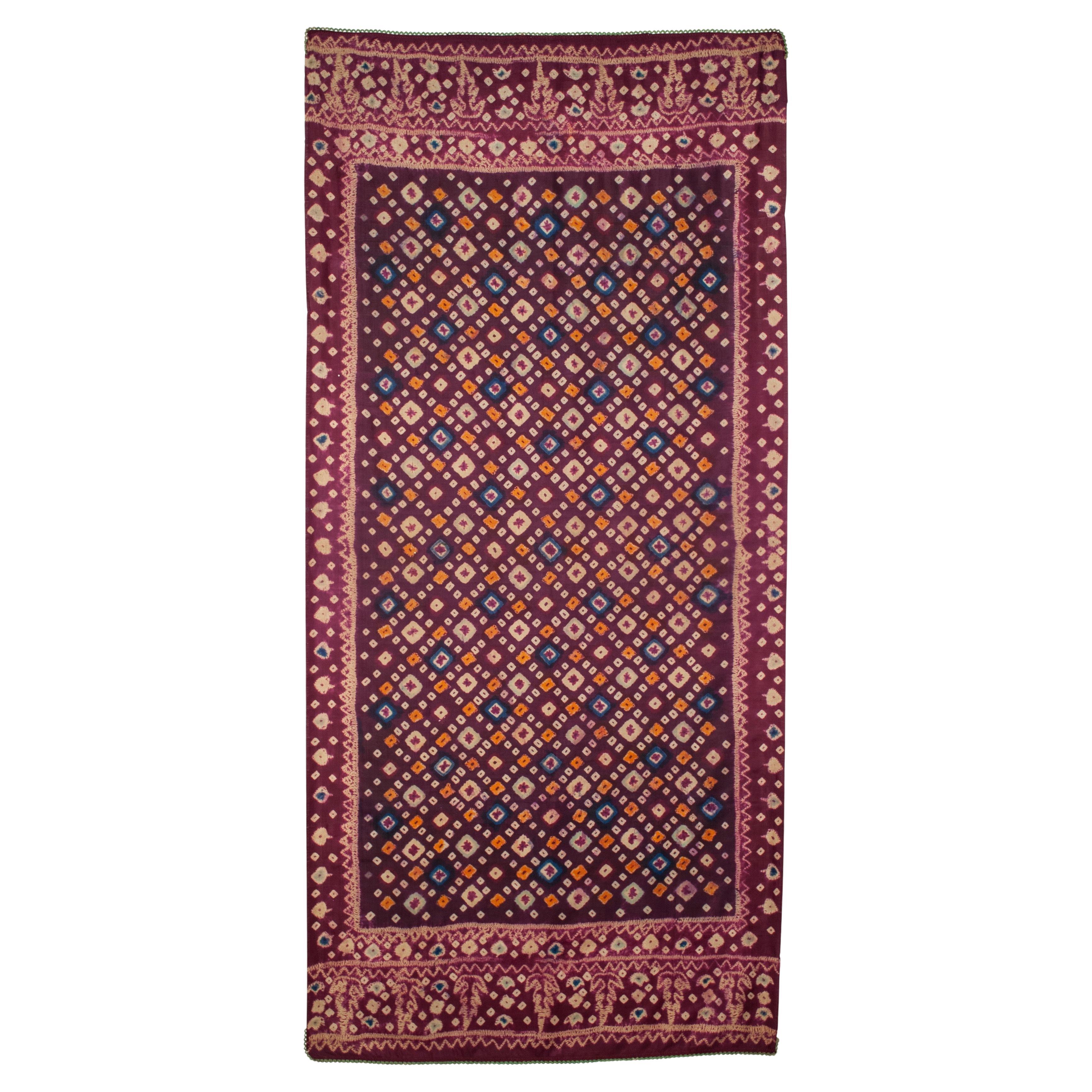 Rare Antique Woman's Silk Ceremonial Headscarf (Kiet), Cambodia