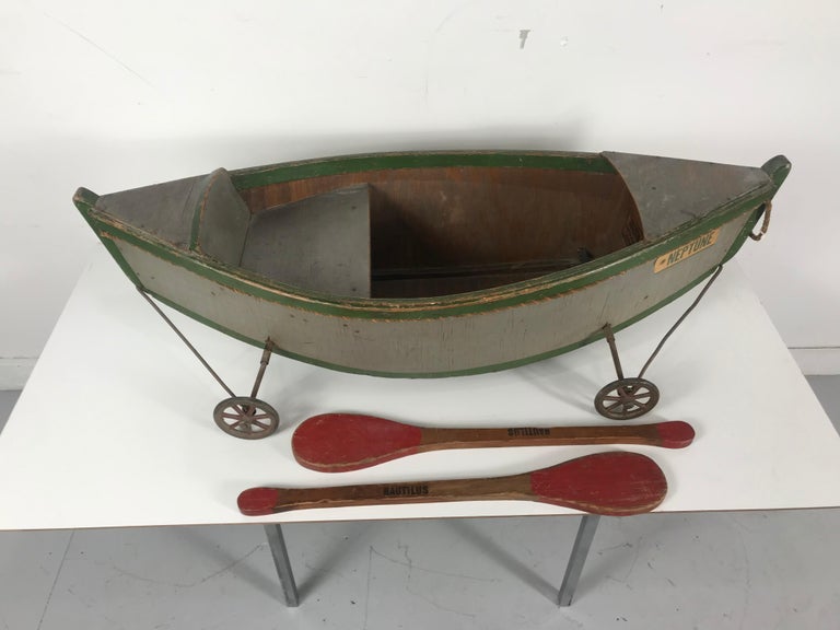 Rare Antique Wooden Child's Ride on Wooden Toy Boat by Nautilus Toy Co ...