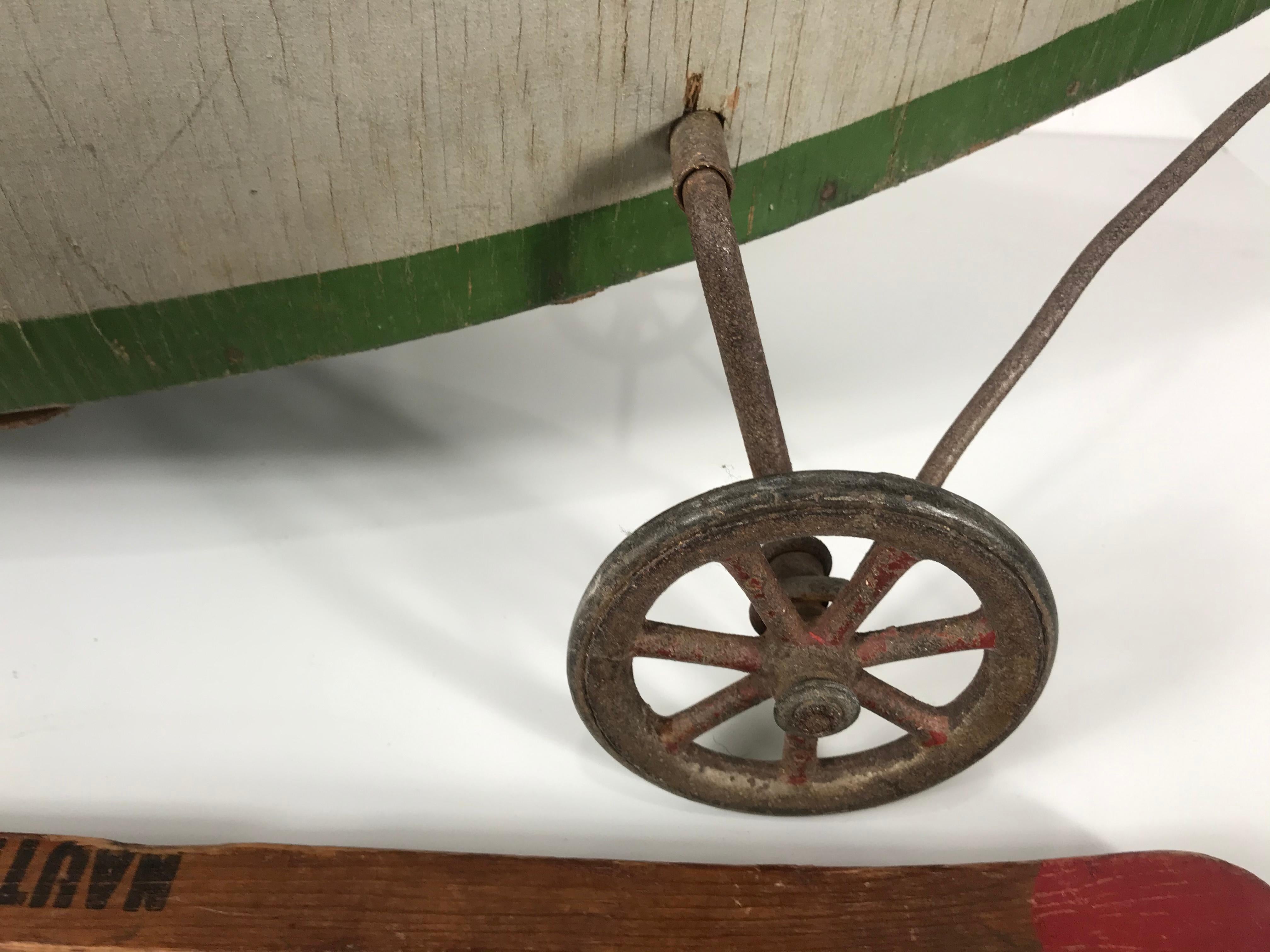 Folk Art Rare Antique Wooden Child's Ride on Wooden Toy Boat by Nautilus Toy Co. London For Sale