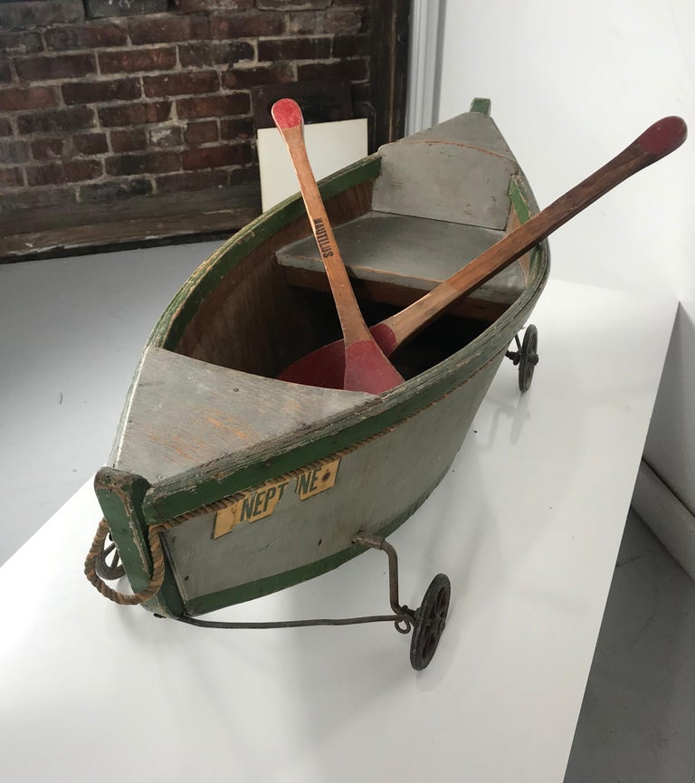 Rare Antique Wooden Child's Ride on Wooden Toy Boat by Nautilus Toy Co