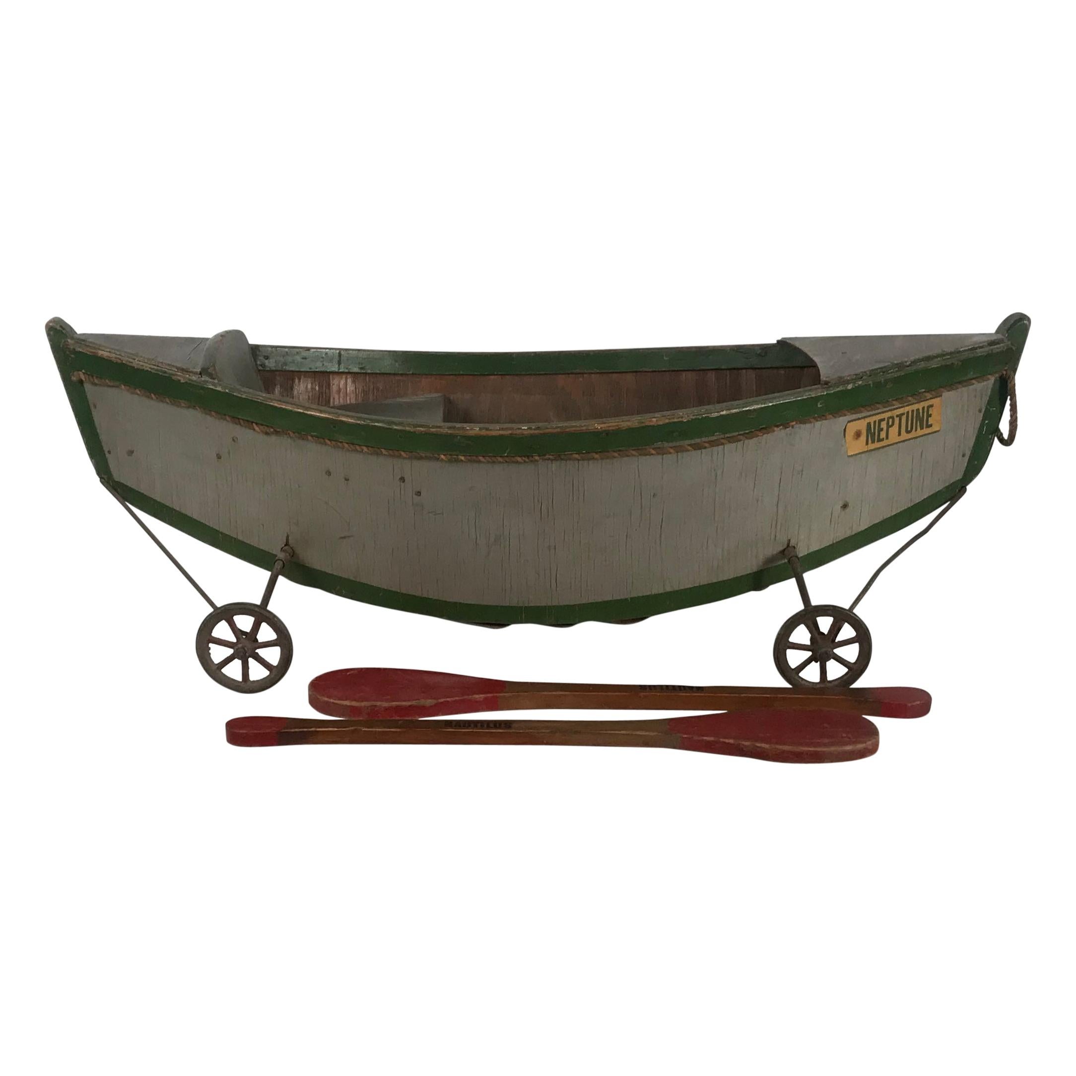 Rare Antique Wooden Child's Ride on Wooden Toy Boat by Nautilus Toy Co. London  For Sale