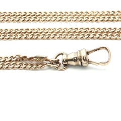 Rare Antique Yellow Gold 60" Long Curb Link Watch Chain Necklace with Dog Clip