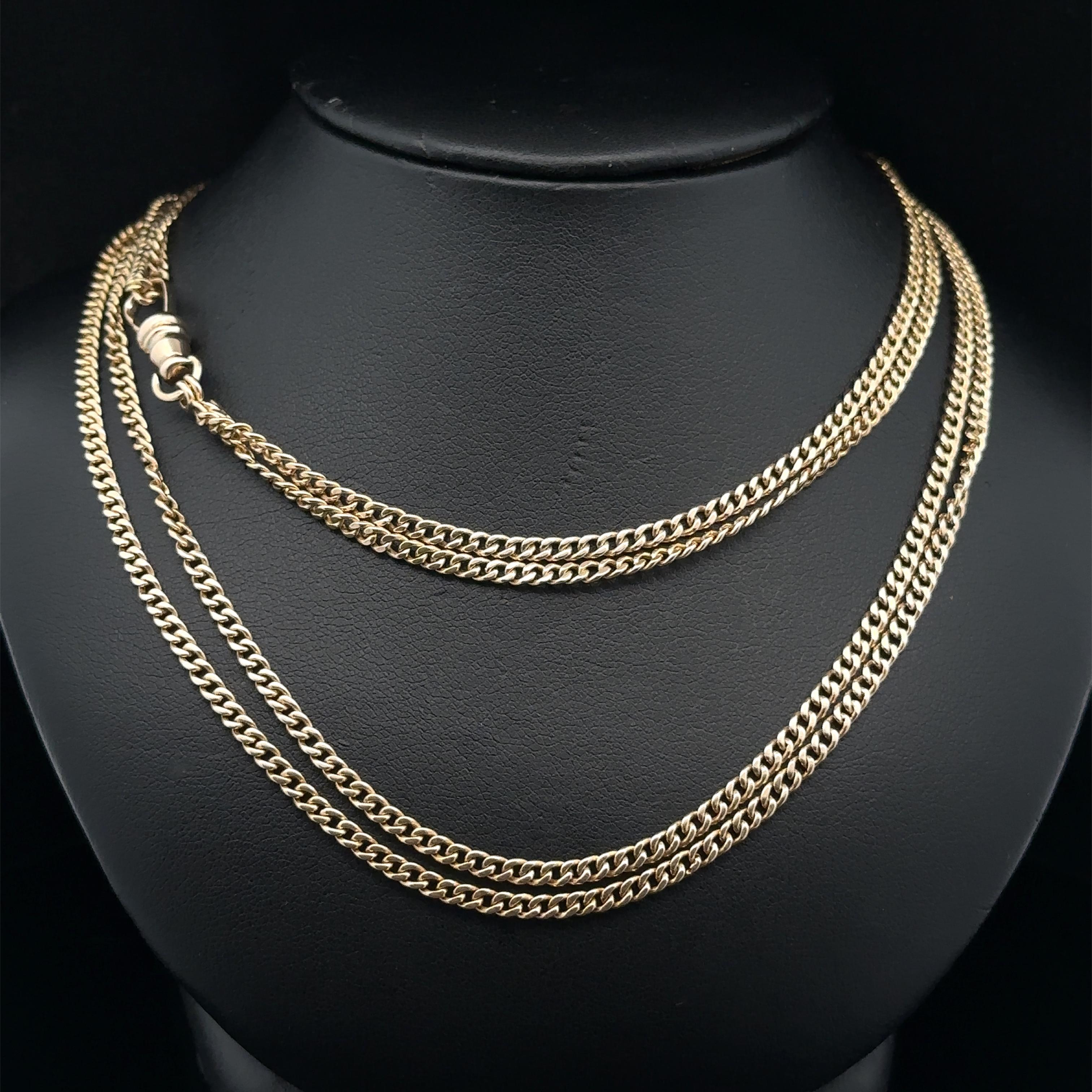 Rara collana a catena d'orologio in oro giallo da 60
