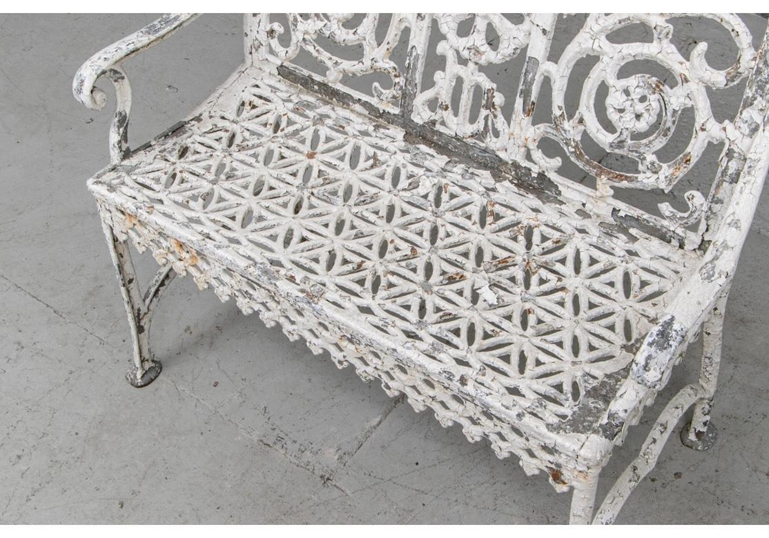 Rare Antique Zinc Coated Cast Iron Settee by Peter Timmes 1895 Brooklyn, NY In Distressed Condition For Sale In Bridgeport, CT