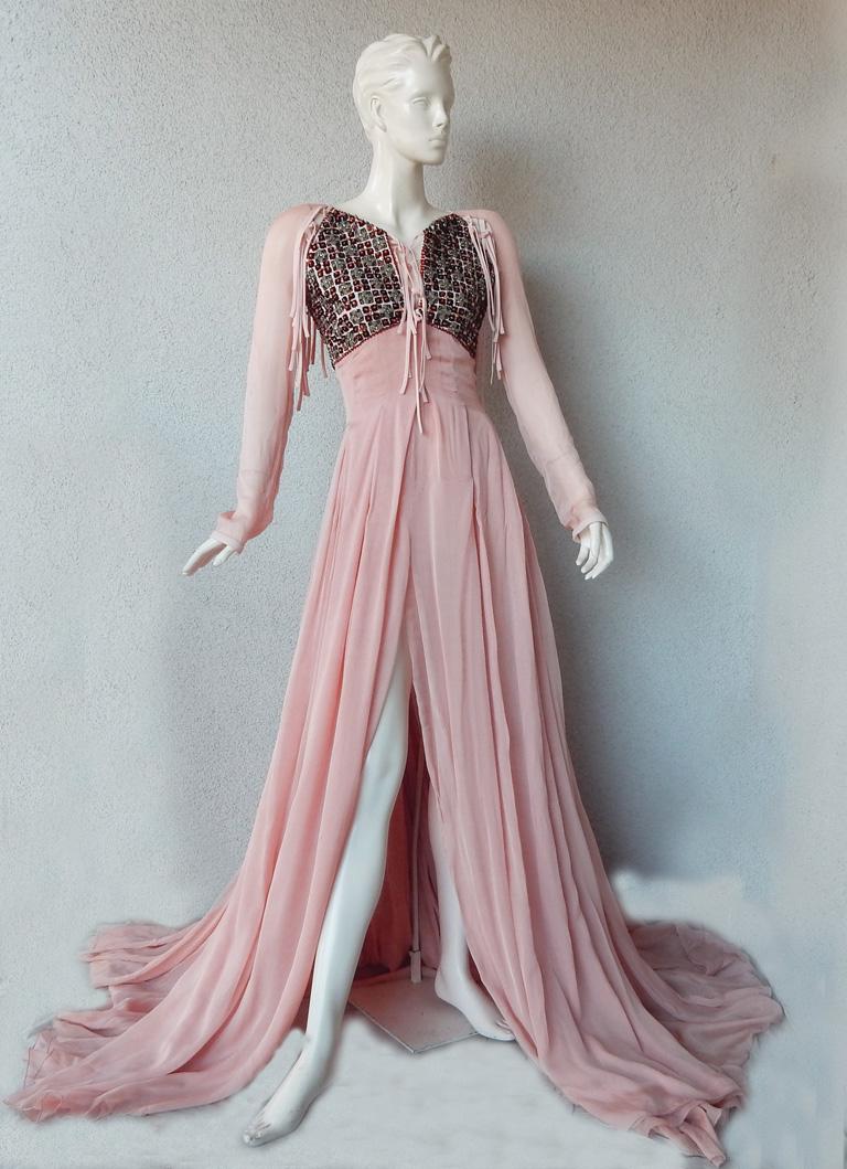 Raro vestido voluminoso con cuentas a mano de estilo boho chic Antonio Berardi en venta 3