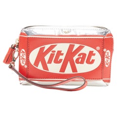 rare ANYA HINDMARCH Kit Kat red leather tassel zip pouch clutch bag