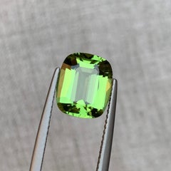 Rare Apple Green Natural Tourmaline Gemstone 1.90 Ct Square Cushion Cut for Ring