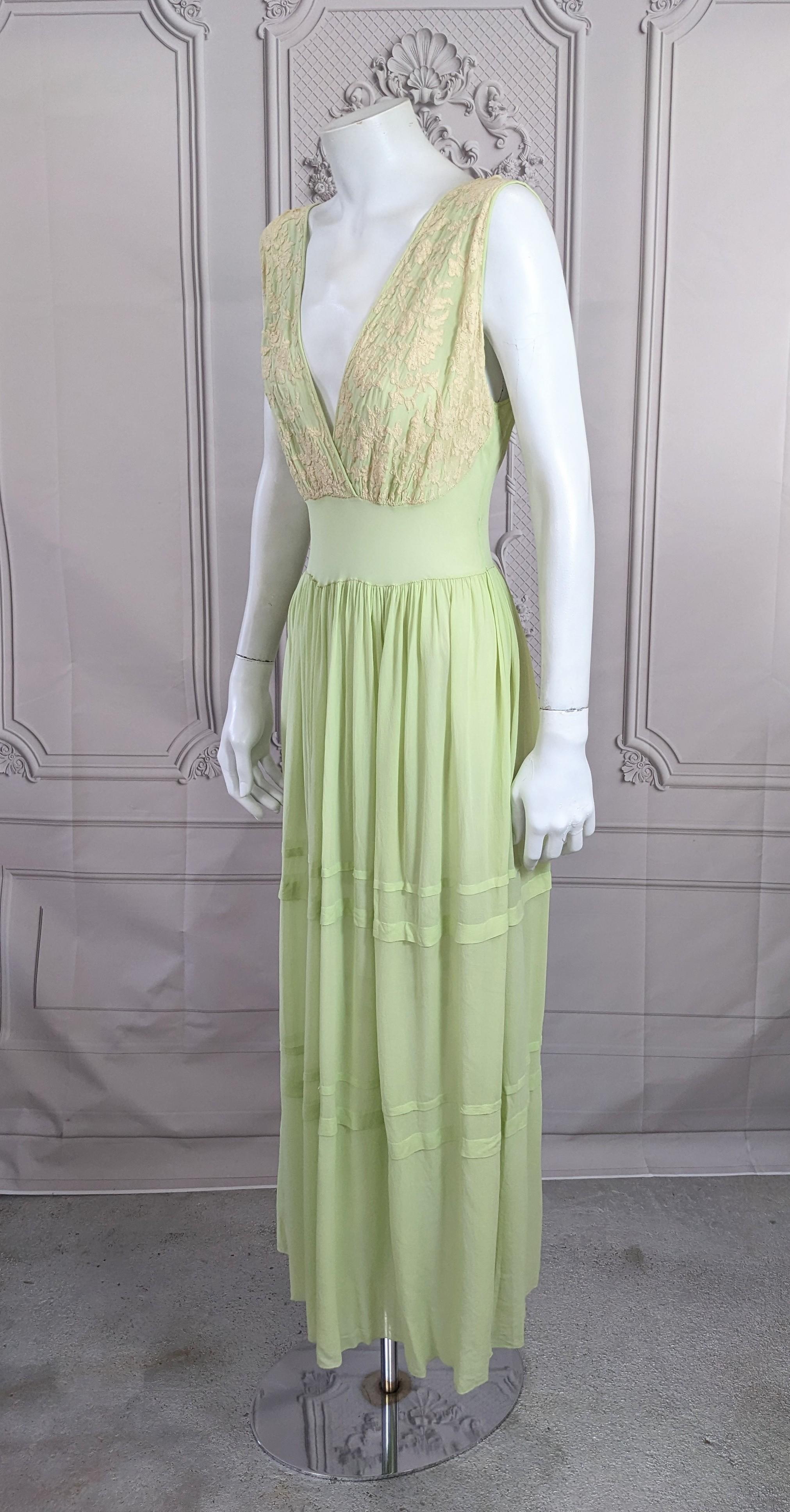 Beige Rare Apple Jade Green Slip Dress For Sale