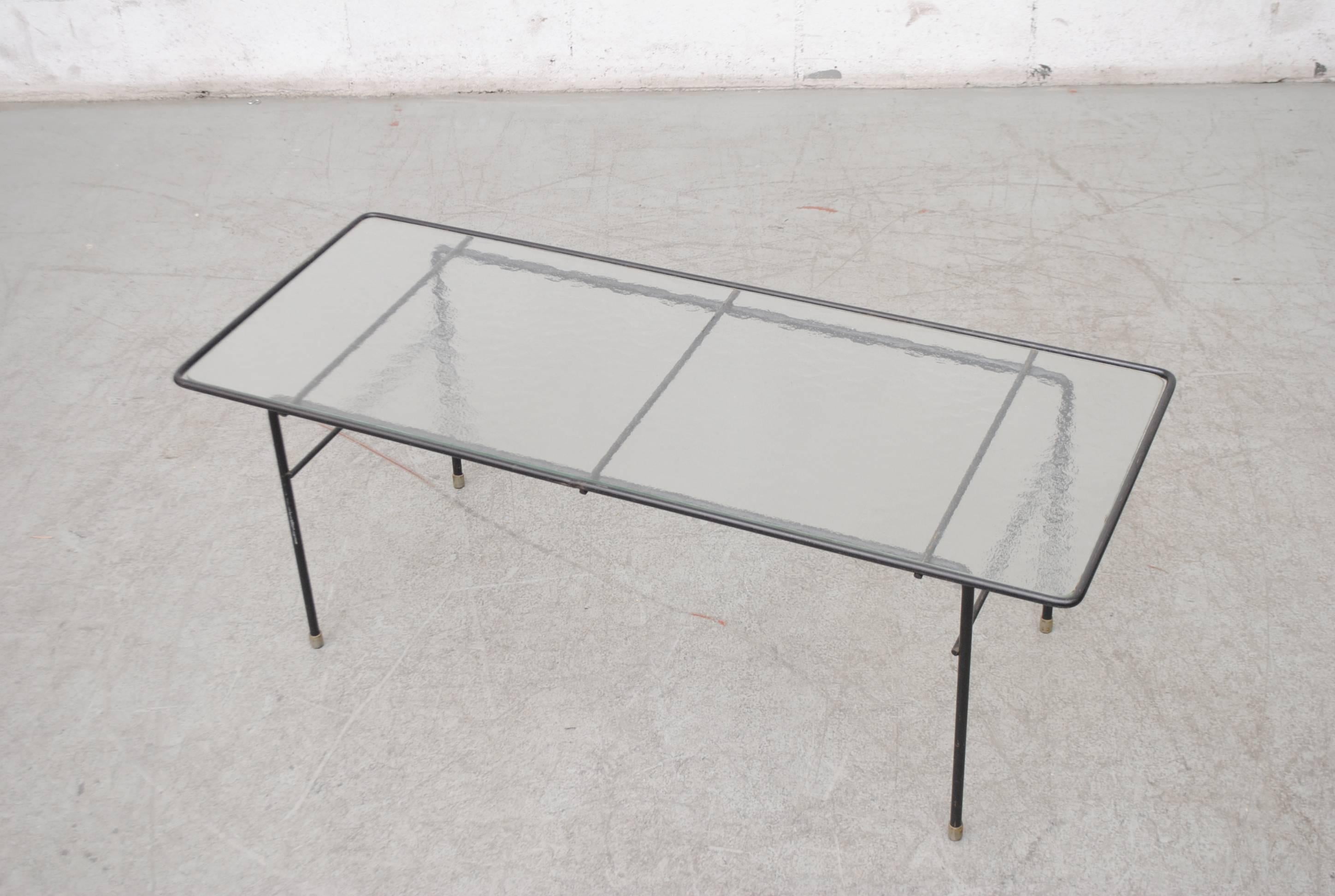 Enameled Rare AR Cordemeyer Glass and Metal Coffee Table for Gispen