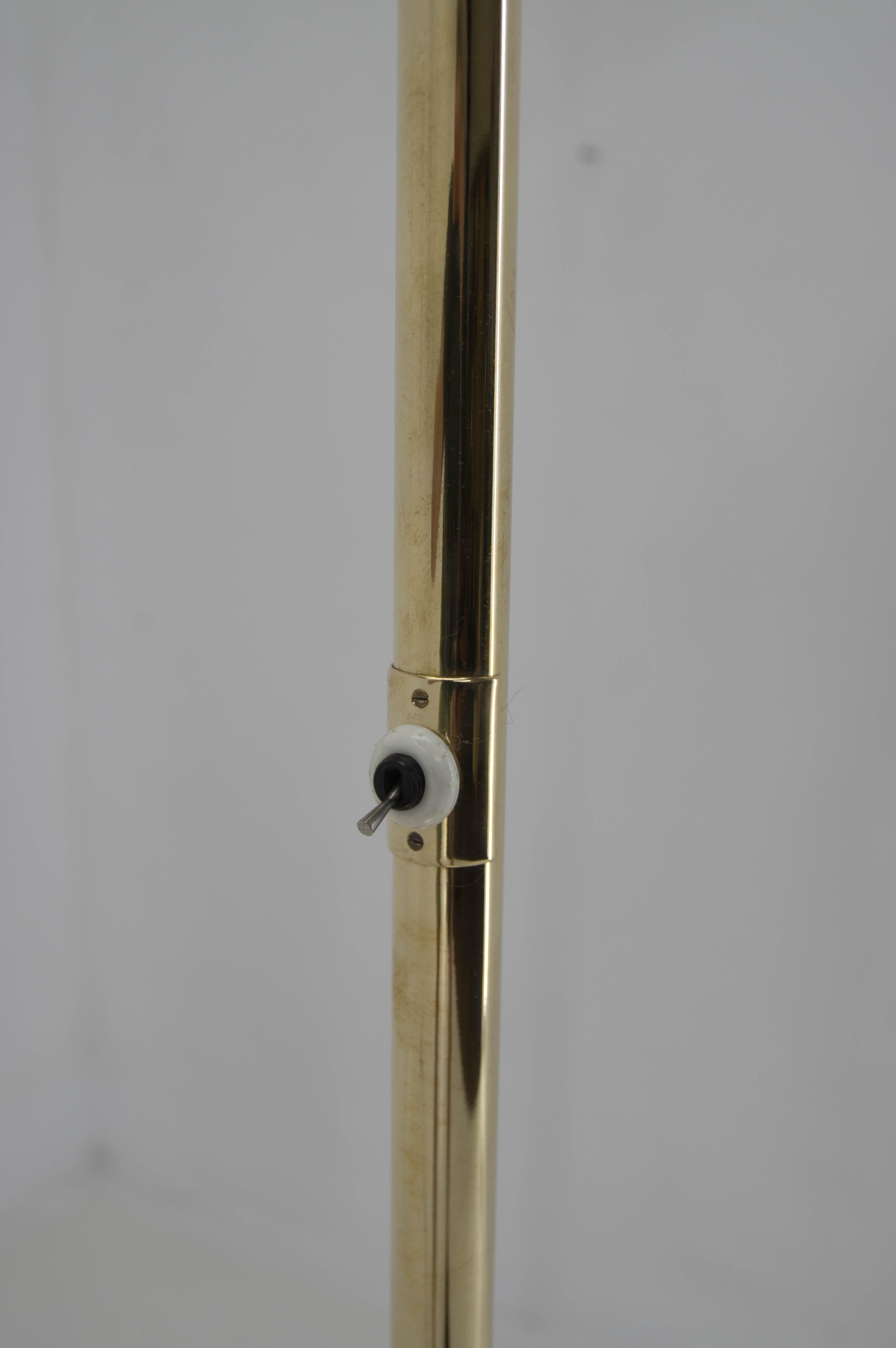 Rare Ar Deco / Functionalist Brass Floor Lamp, 1930s, Restored For Sale 7