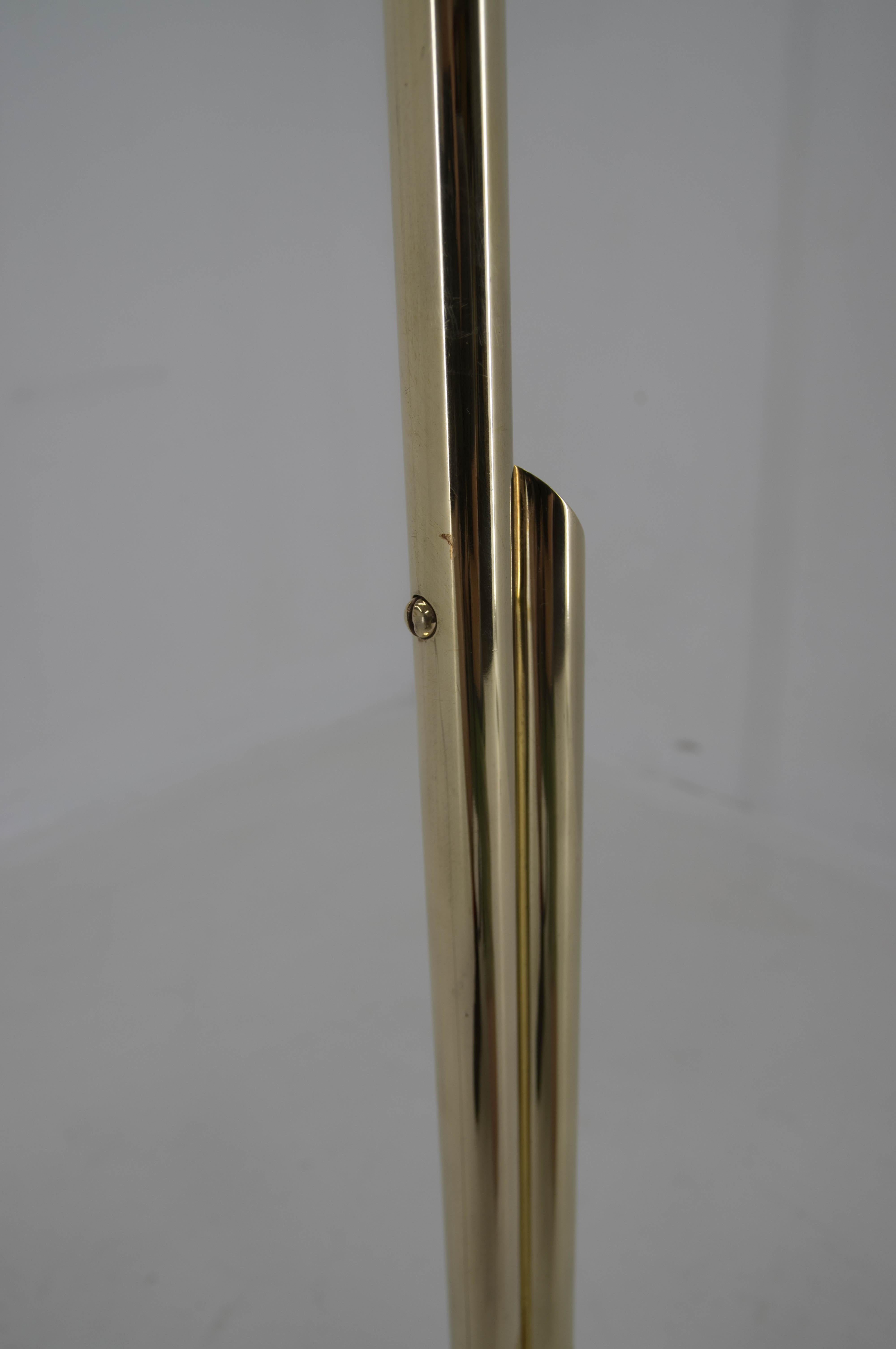 Mid-20th Century Rare Ar Deco / Functionalist Brass Floor Lamp, 1930s, Restored For Sale