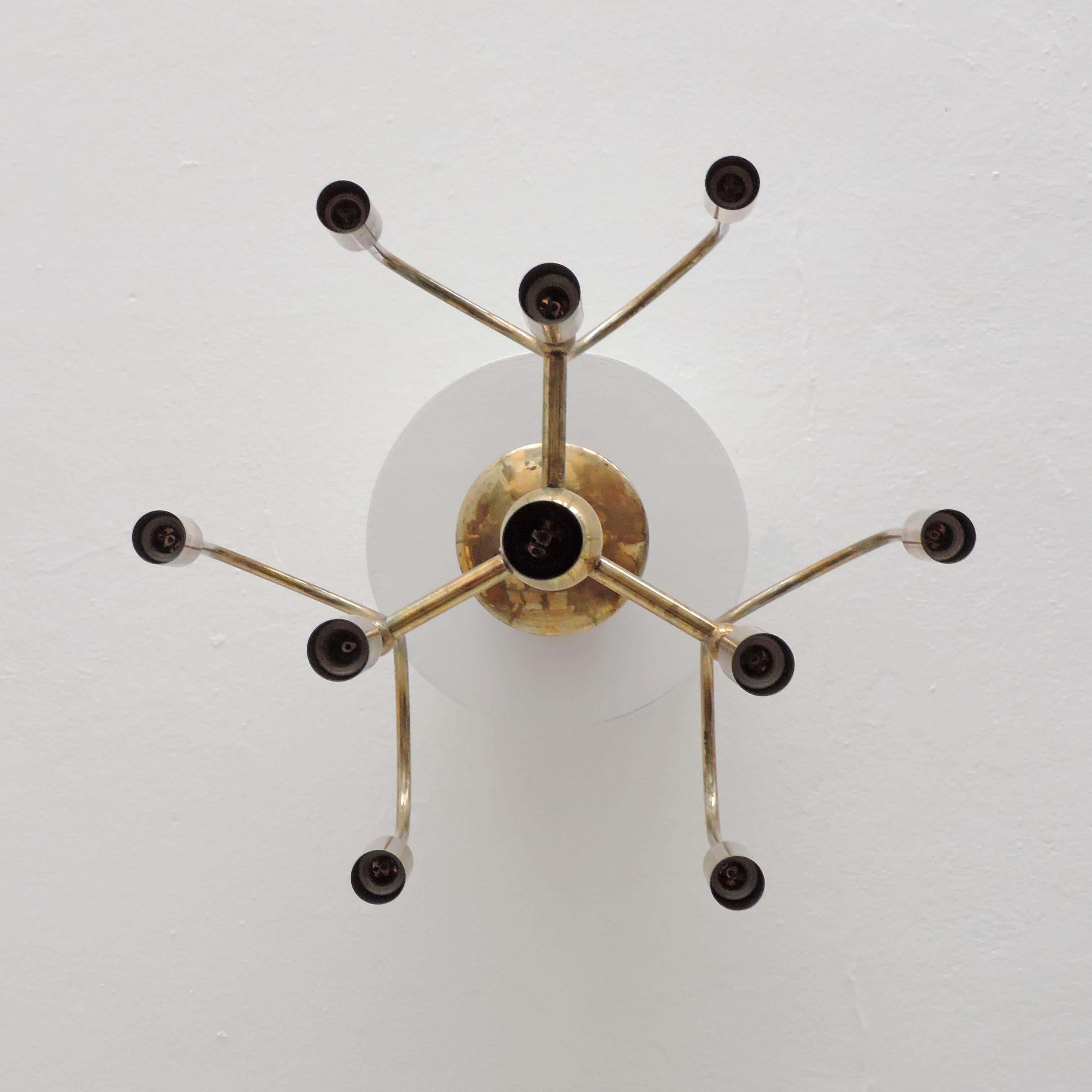 Rare arch. Melchiorre Bega brass ceiling lamp, Italy, 1939.