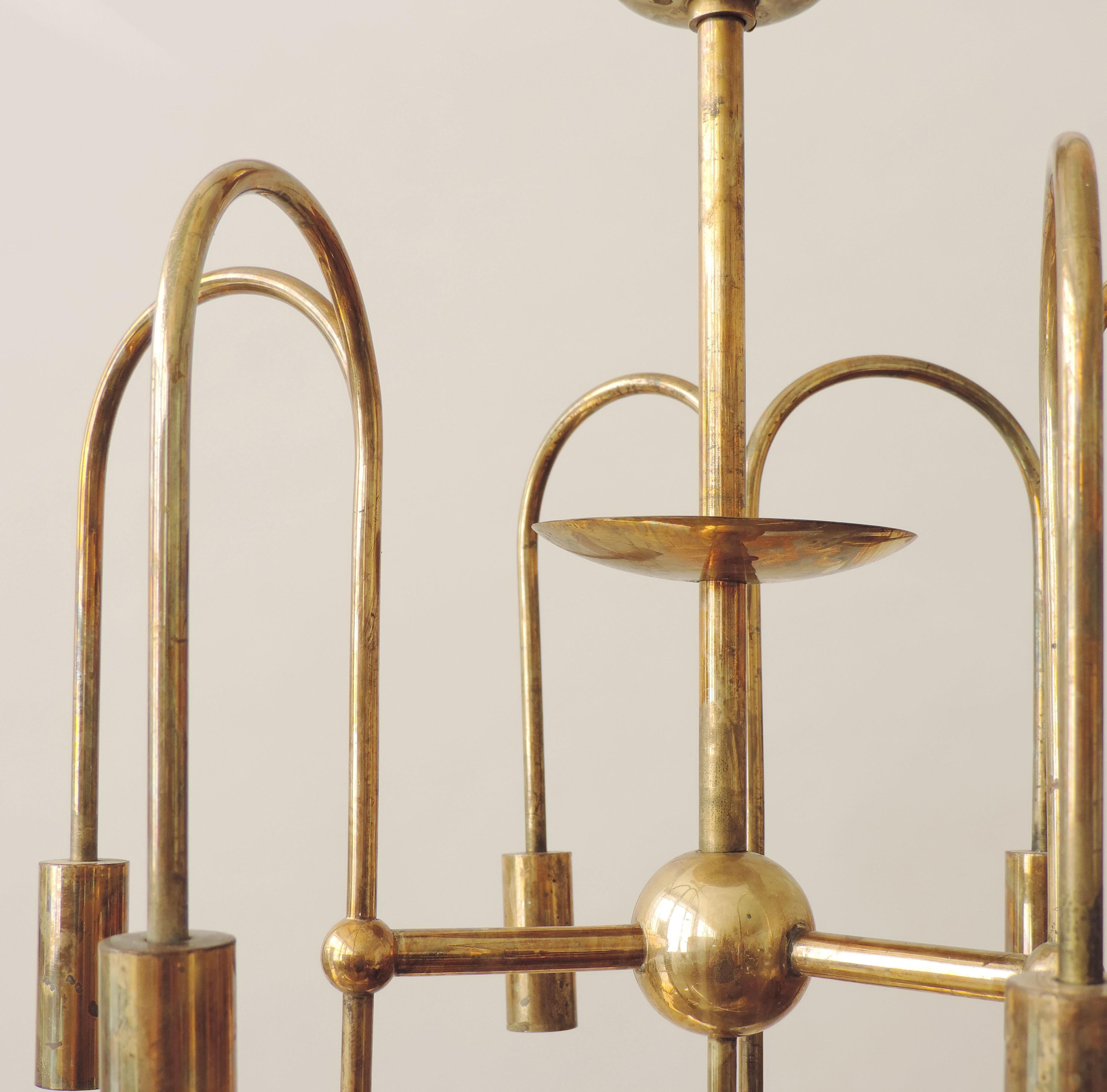 Rare Arch, Melchiorre Bega Brass Ceiling Lamp, Italy, 1939 In Excellent Condition In Milan, IT