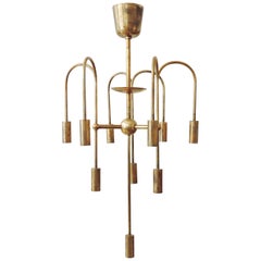 Rare Arch, Melchiorre Bega Brass Ceiling Lamp, Italy, 1939