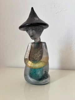 Seltene orientalische Figur aus Murano-Glas von Archimede Seguso mit Blattgold und Corroso-Effekt, 1950